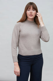 Womens Midweight Cotton Turtleneck Raglan Sleeve Jumper