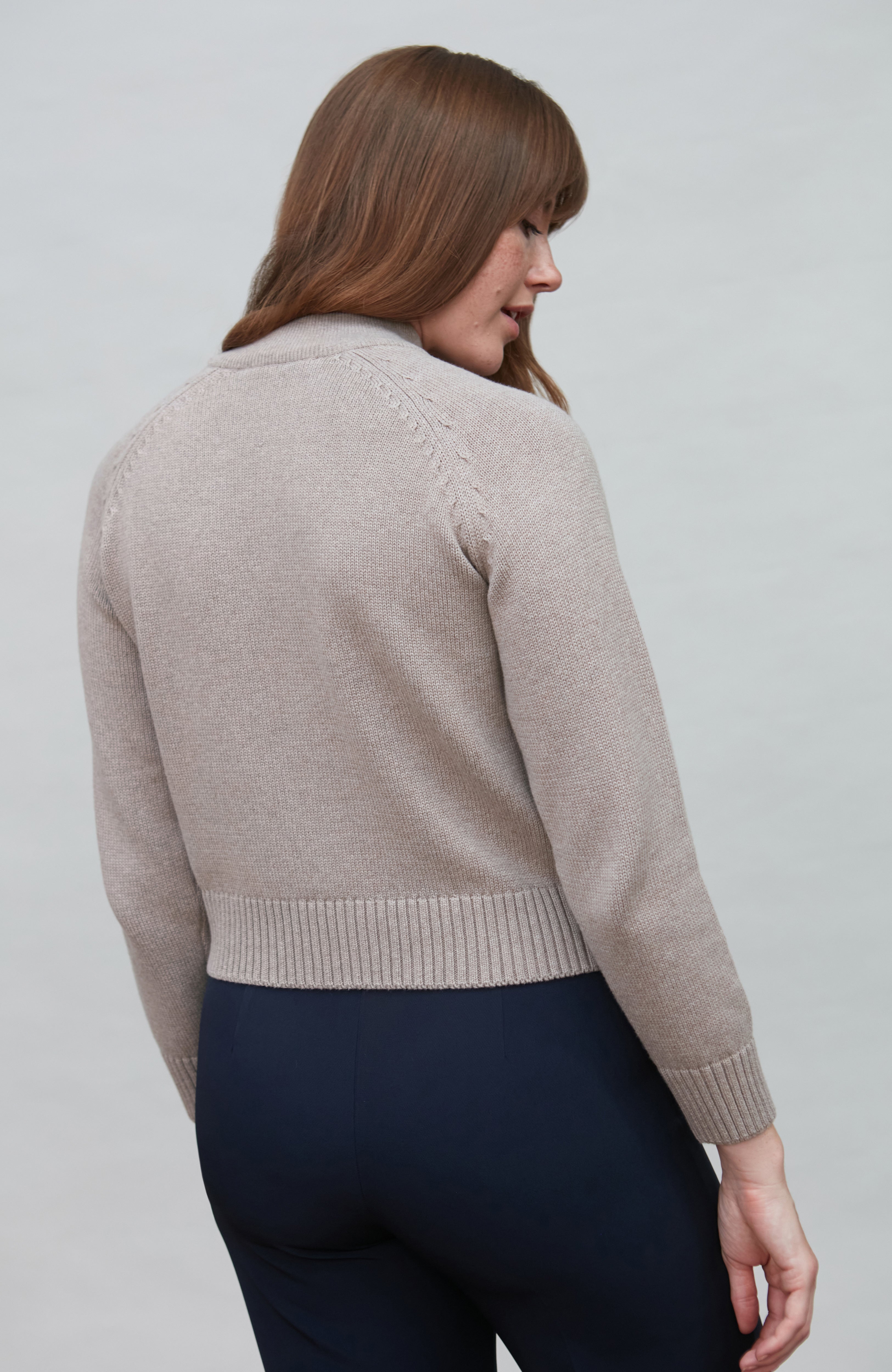 Womens Midweight Cotton Turtleneck Raglan Sleeve Jumper