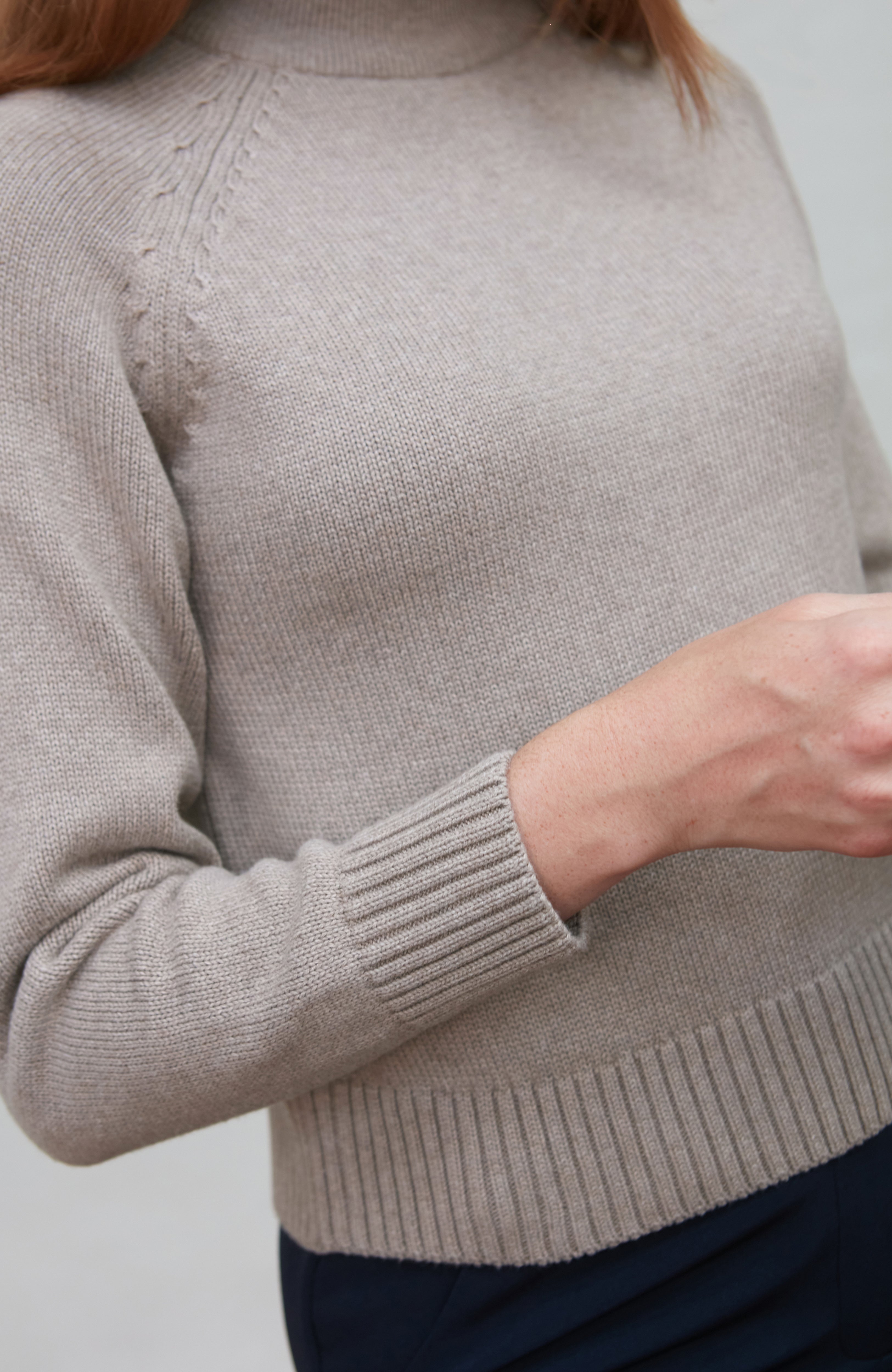 Womens Midweight Cotton Turtleneck Raglan Sleeve Jumper