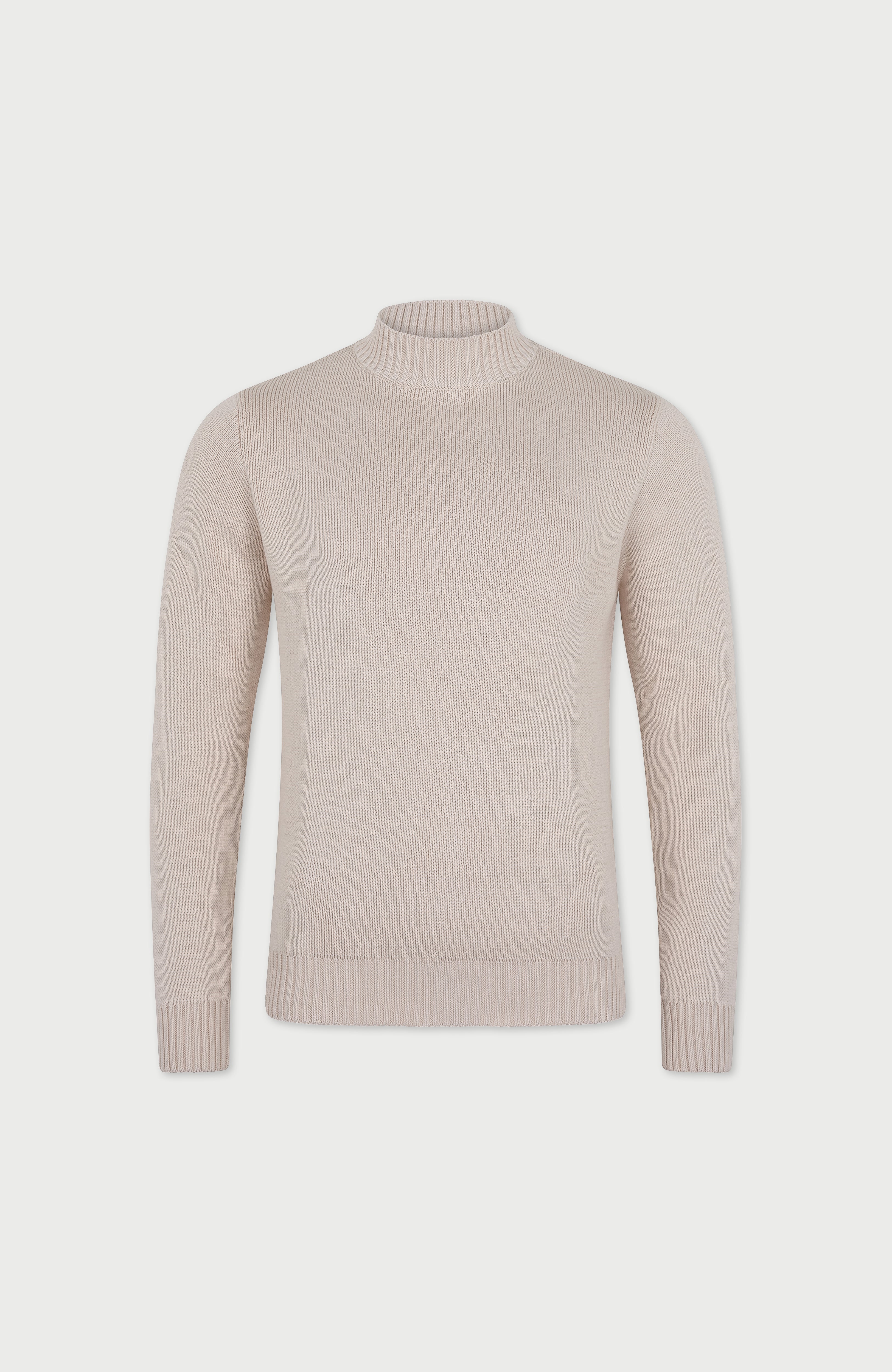 Mens Midweight Cotton Mock Turtleneck Jumper