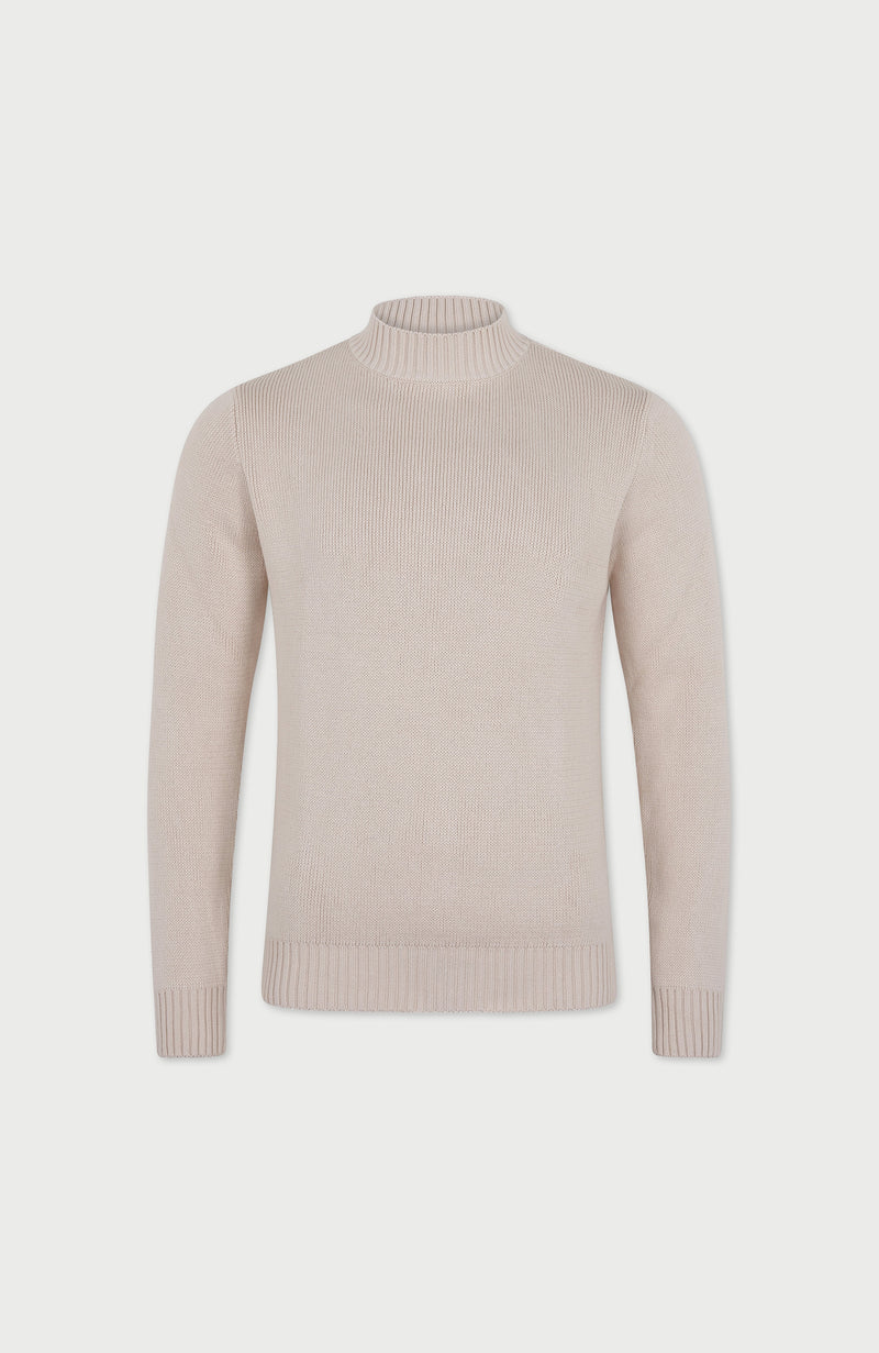 Mens Midweight Cotton Mock Turtleneck Jumper