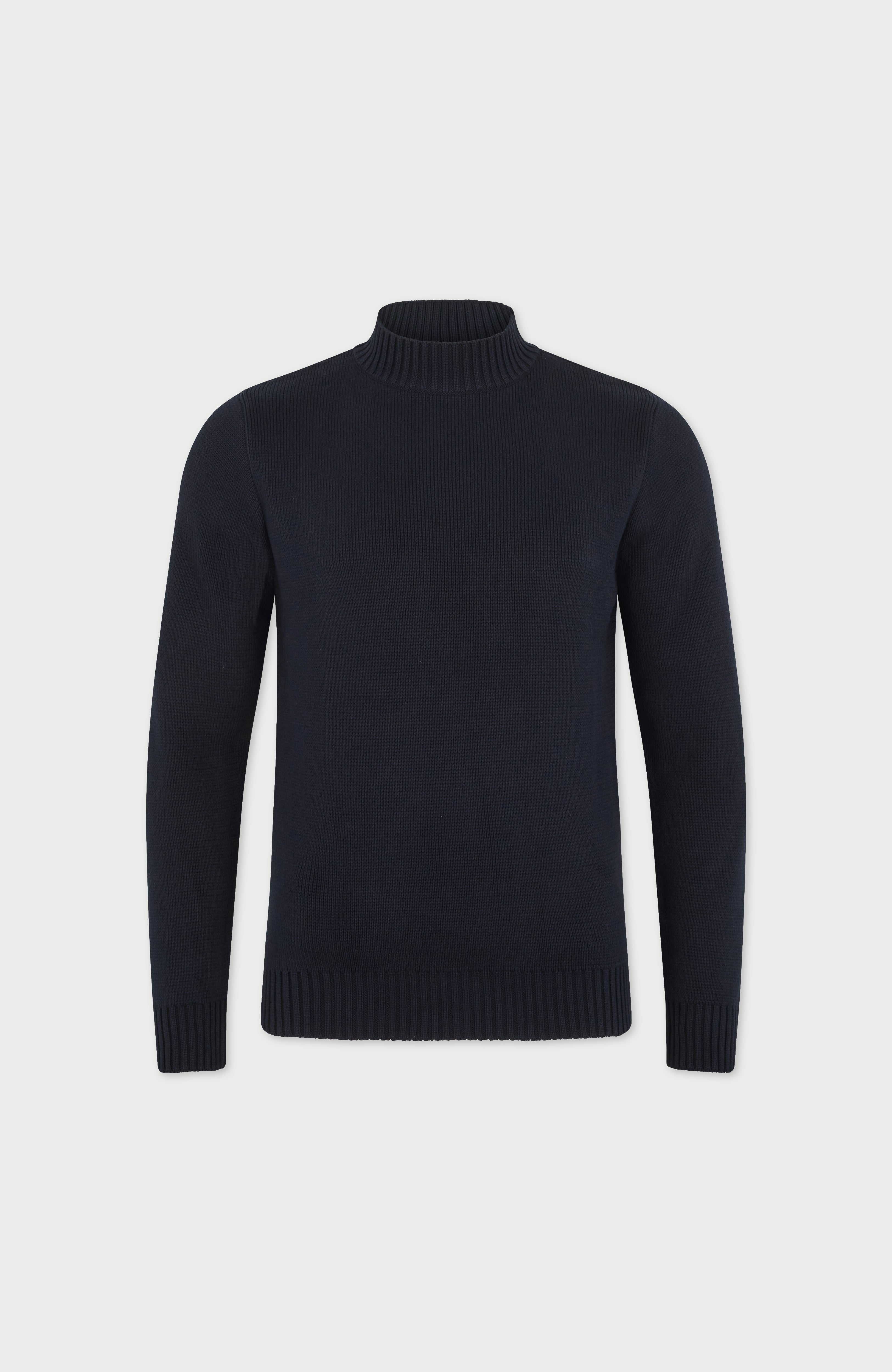 Mens Midweight Cotton Mock Turtleneck Jumper