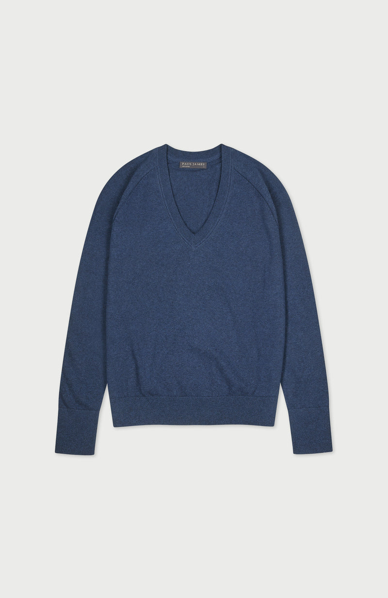 Womens Lightweight Cotton Deep V Neck Jumper