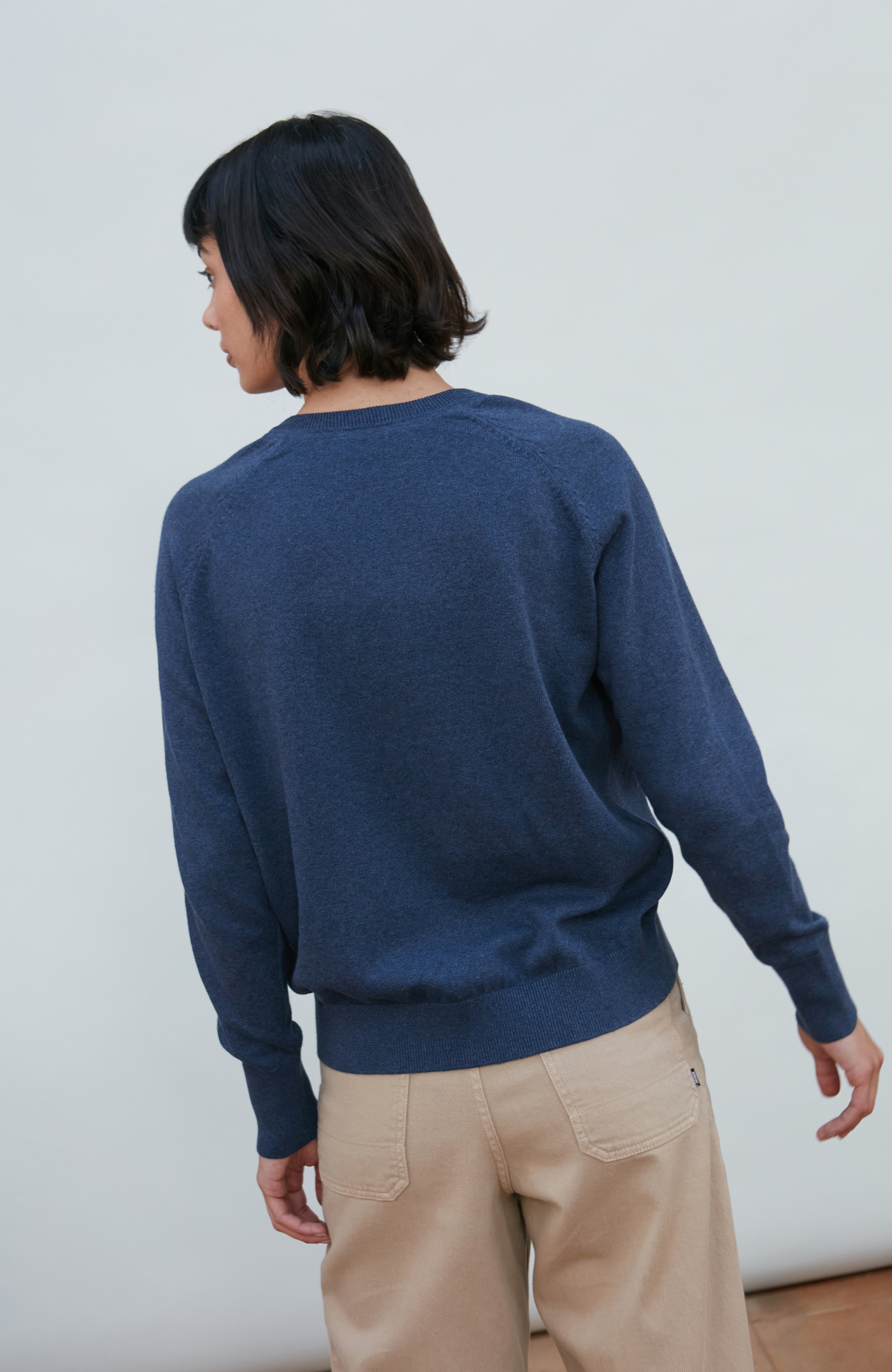 Womens Lightweight Cotton Deep V Neck Jumper
