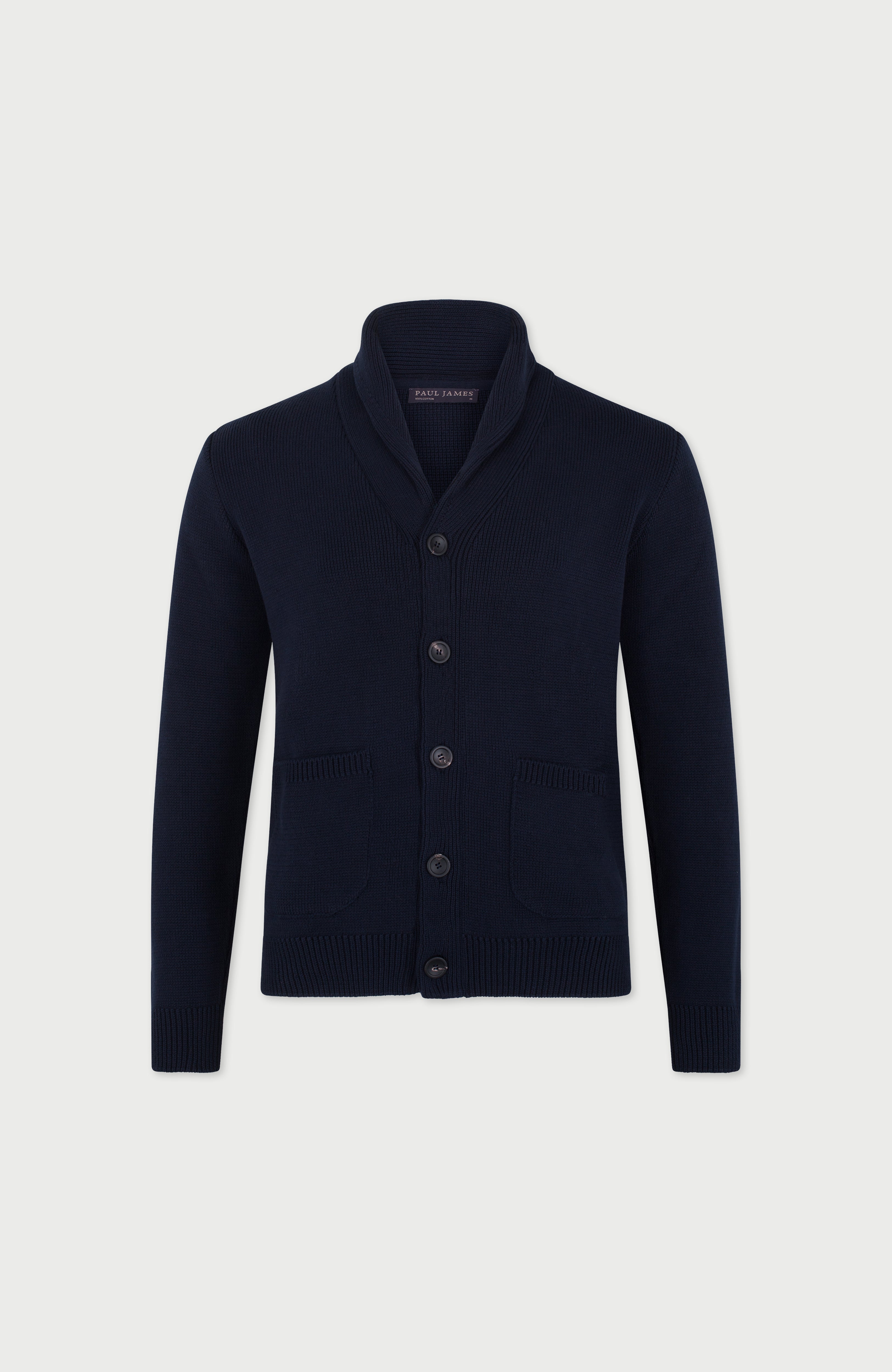 Mens Midweight Cotton Shawl Collar Cardigan