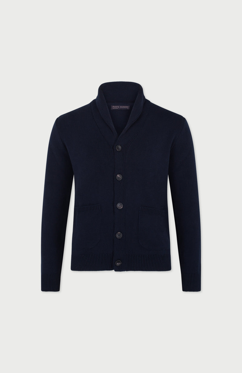 Mens Midweight Cotton Shawl Collar Cardigan