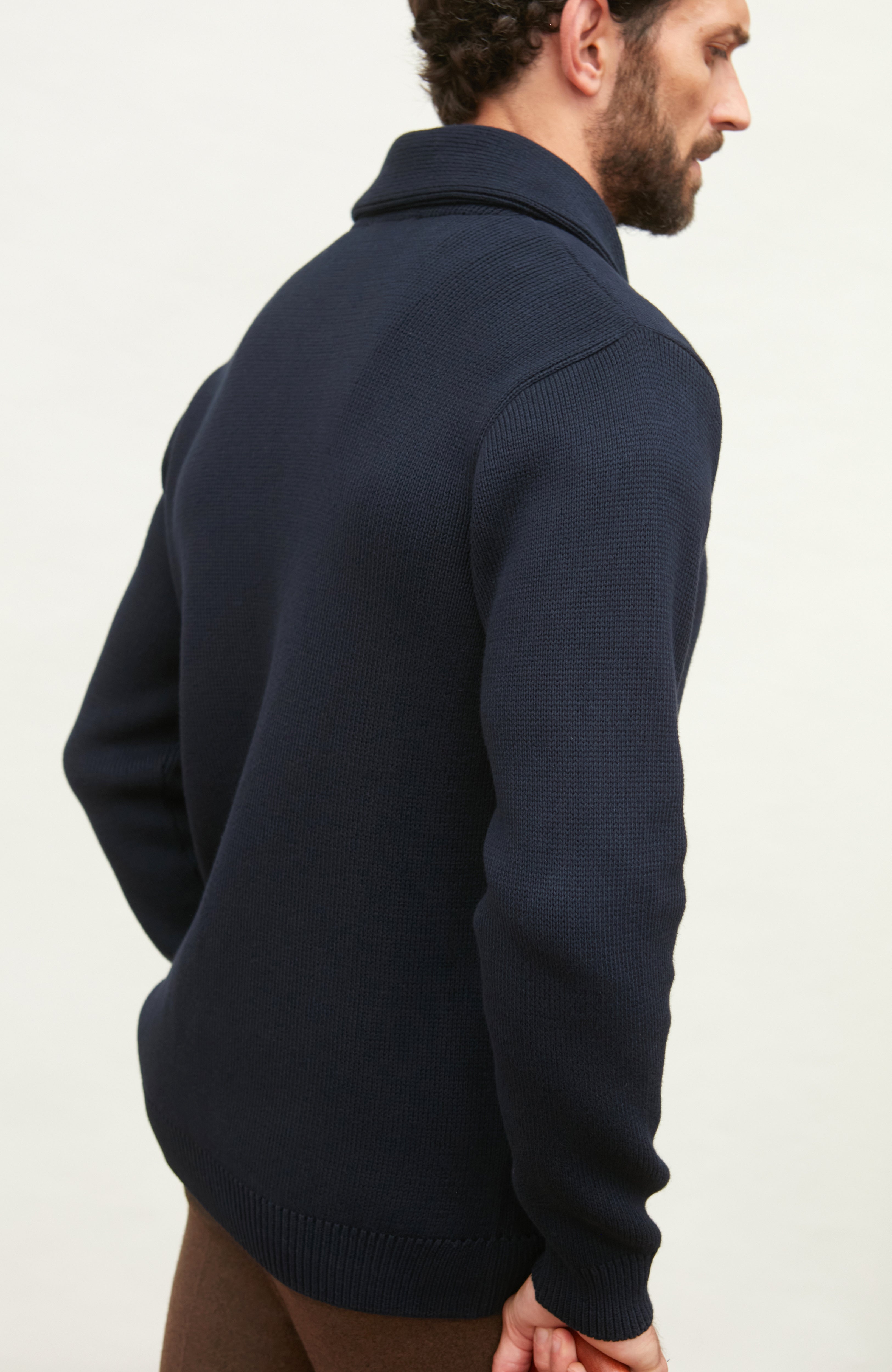 Mens Midweight Cotton Shawl Collar Cardigan