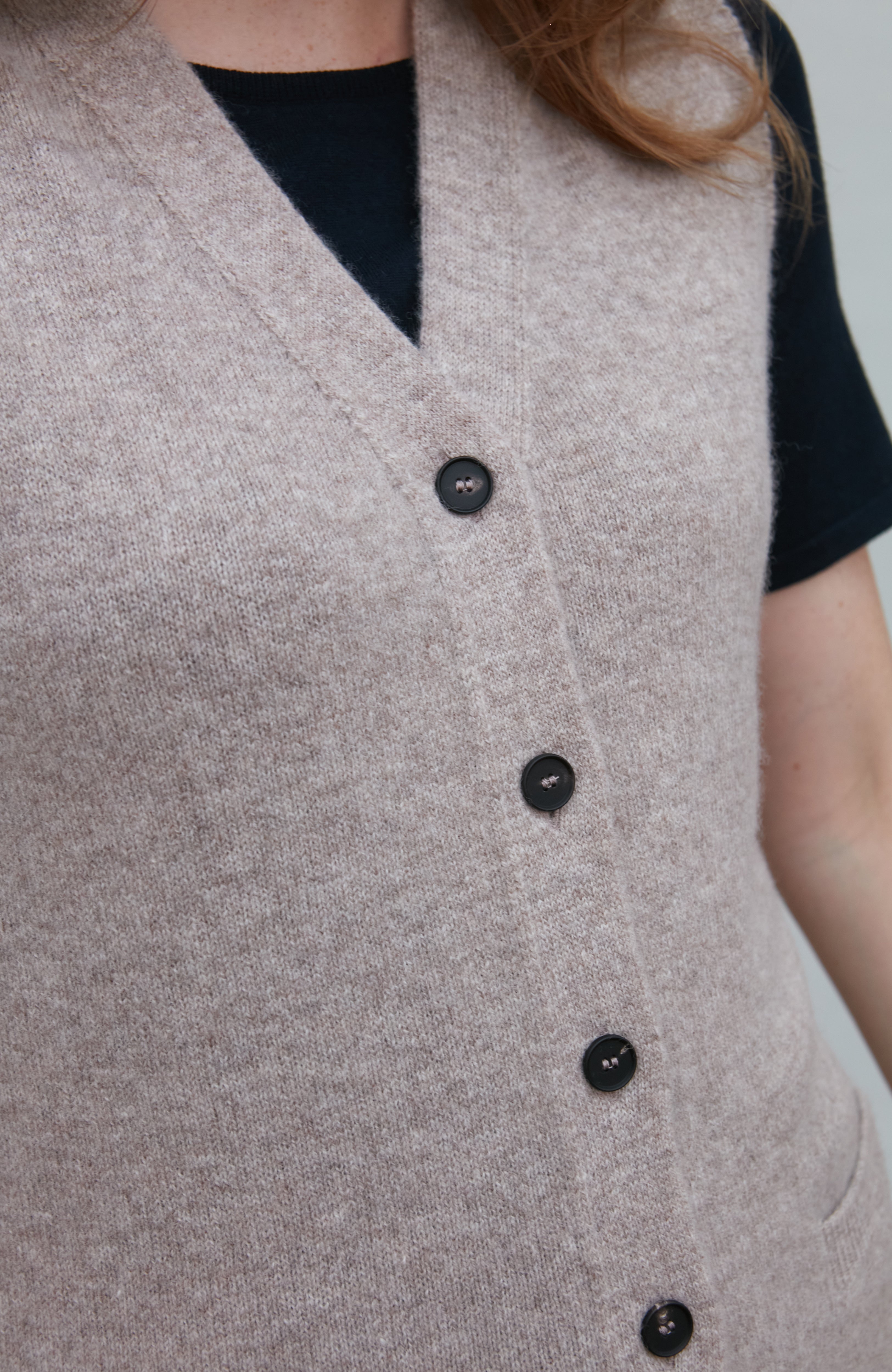 Womens Lambswool V Neck Waistcoat with Pockets