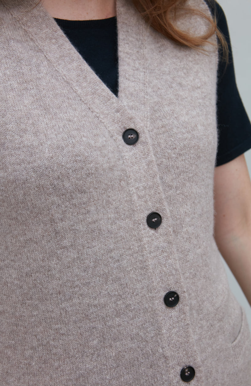 Womens Lambswool V Neck Waistcoat with Pockets