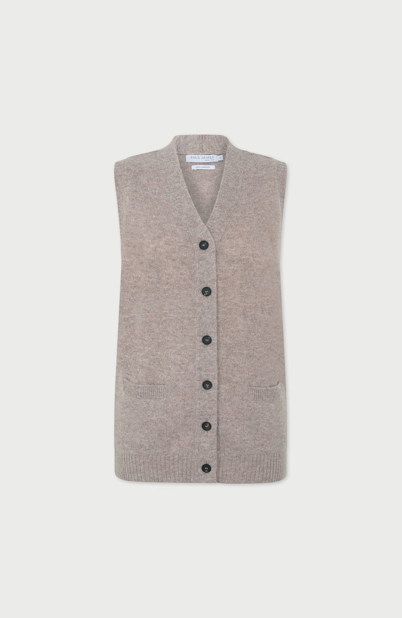 Womens Lambswool V Neck Waistcoat with Pockets