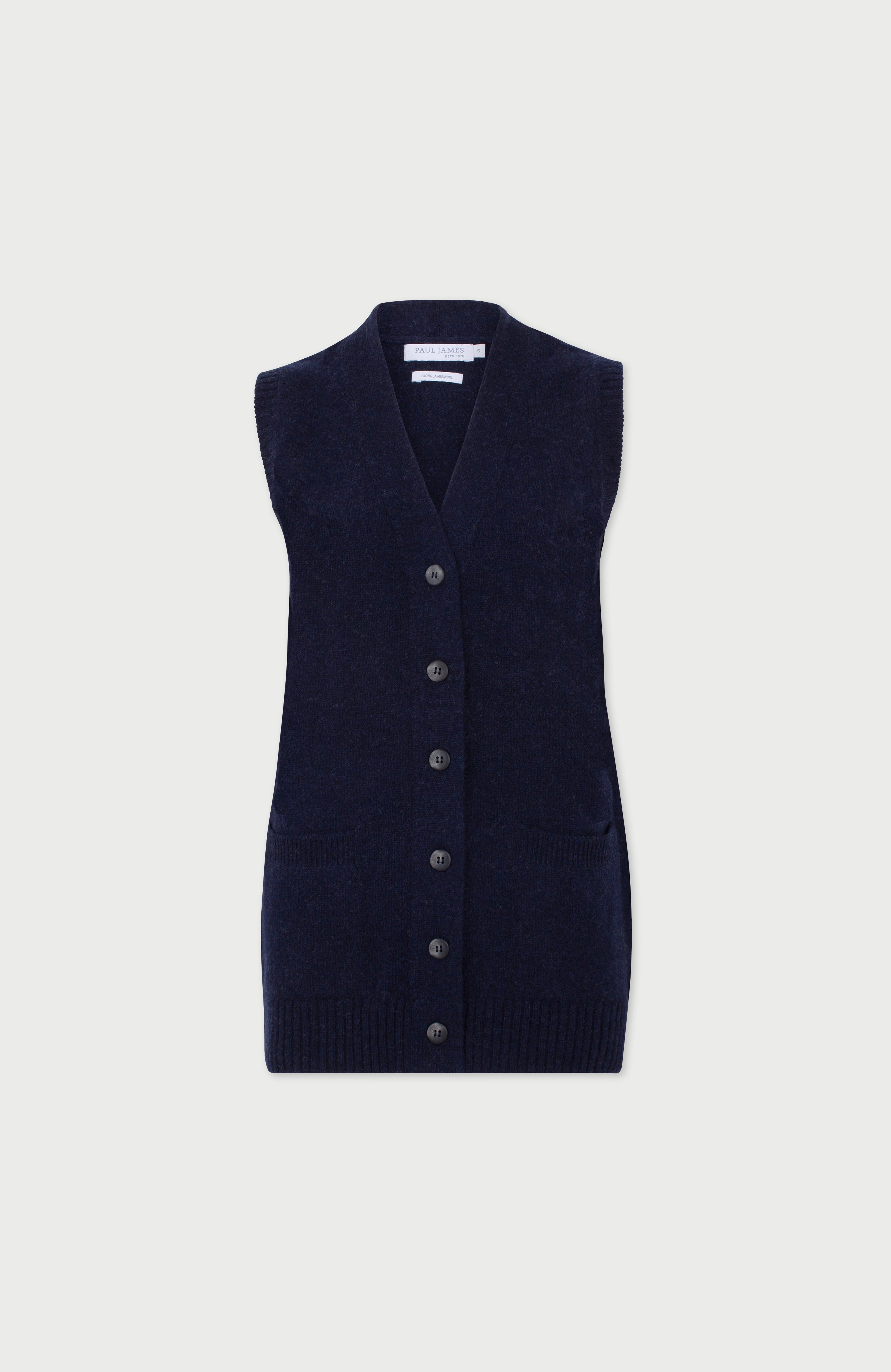 Womens Lambswool V Neck Waistcoat with Pockets