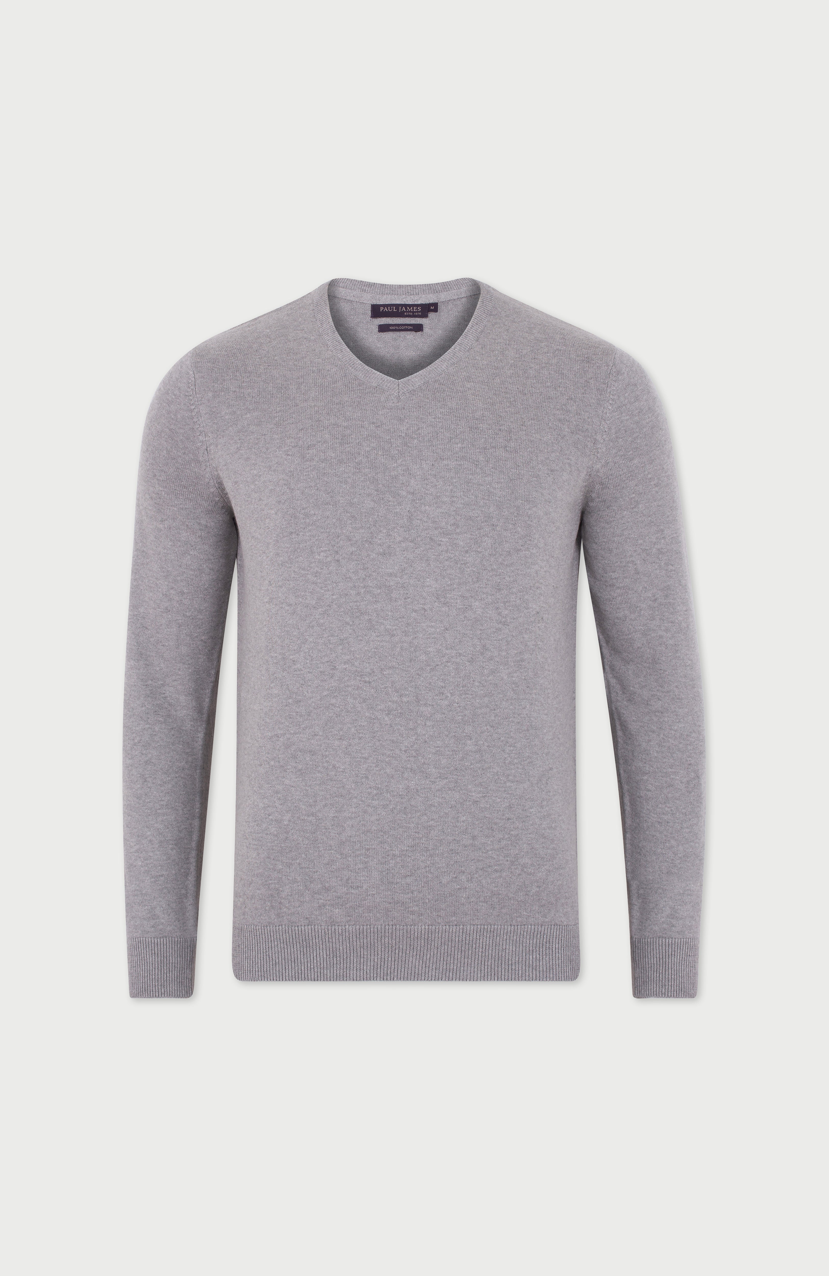 Mens Lighweight Cotton V-Neck Jumper