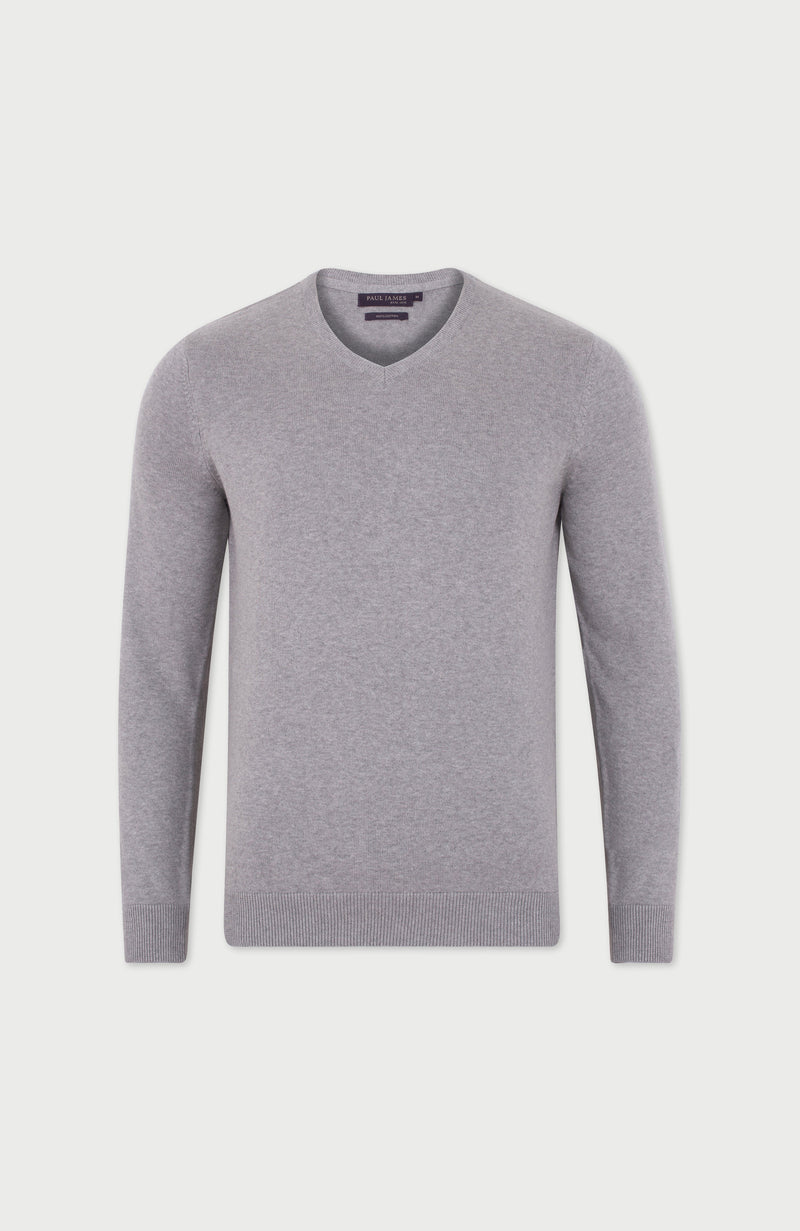 Mens Lighweight Cotton V-Neck Jumper