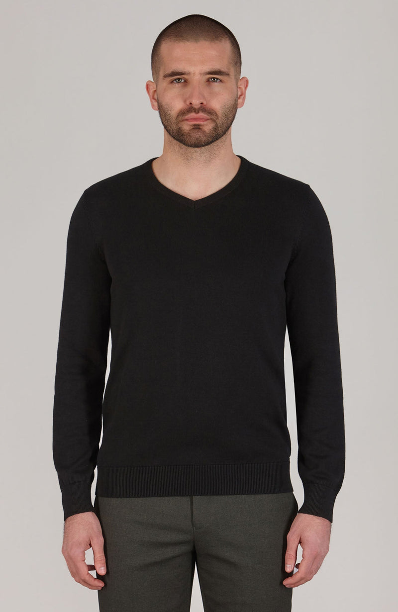 Mens Lighweight Cotton V-Neck Jumper