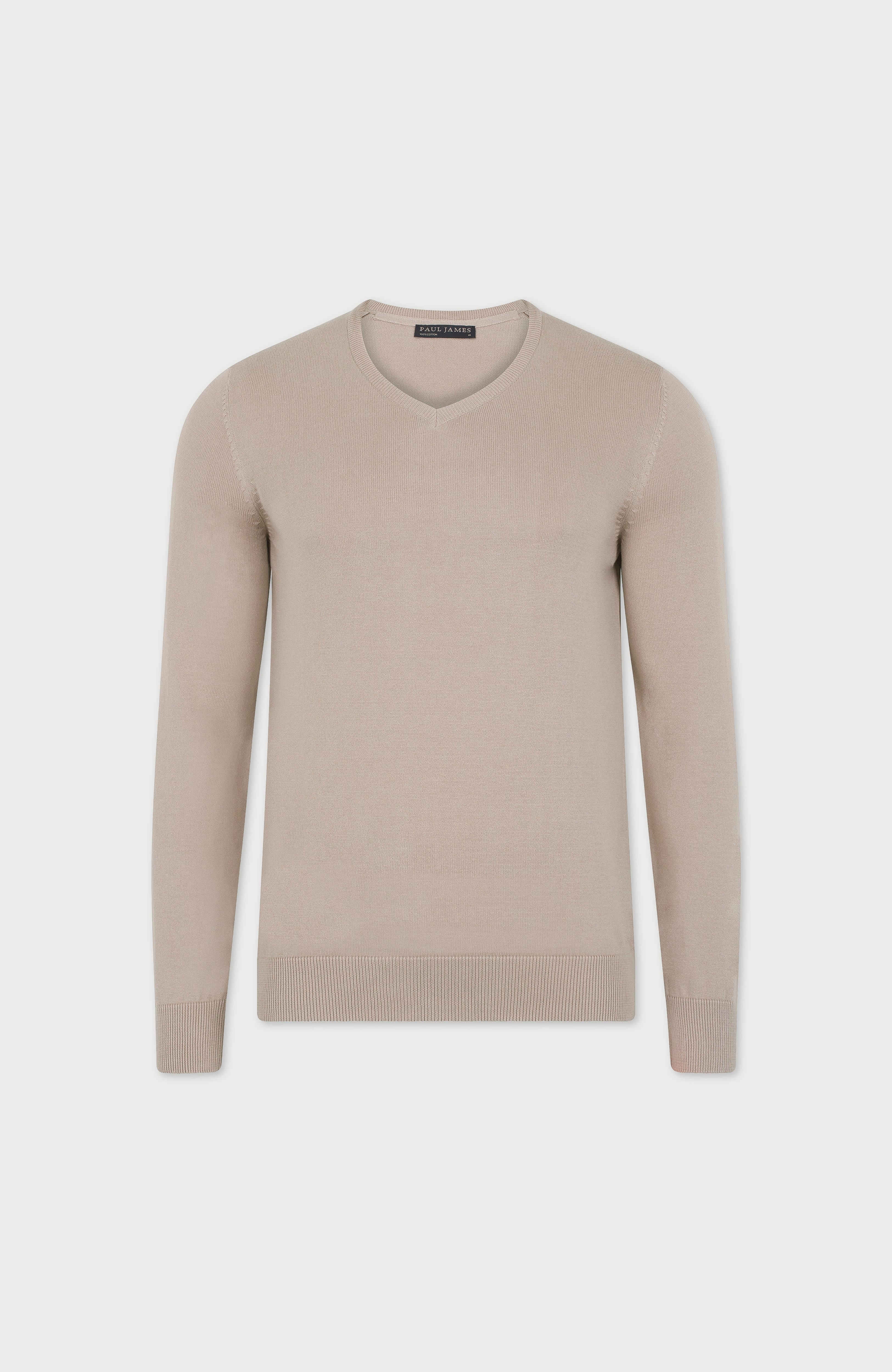 Mens Lighweight Cotton V-Neck Jumper