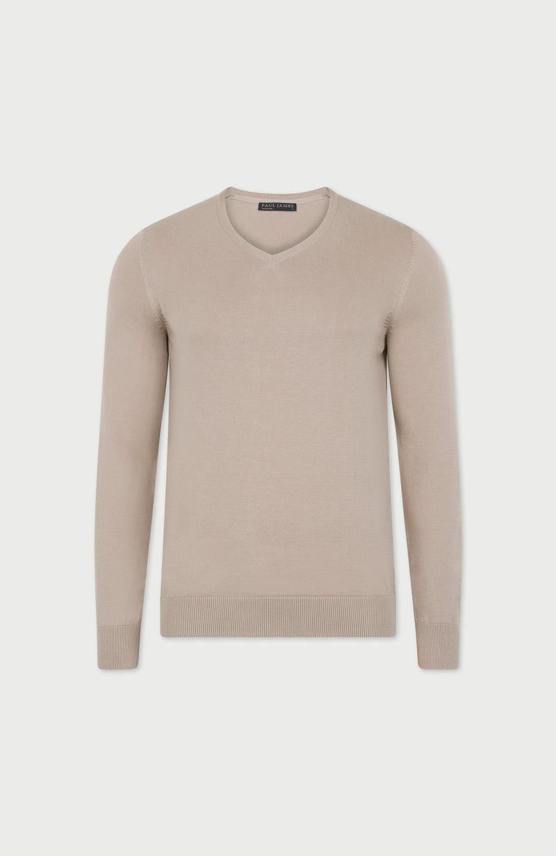 Mens Lighweight Cotton V-Neck Jumper