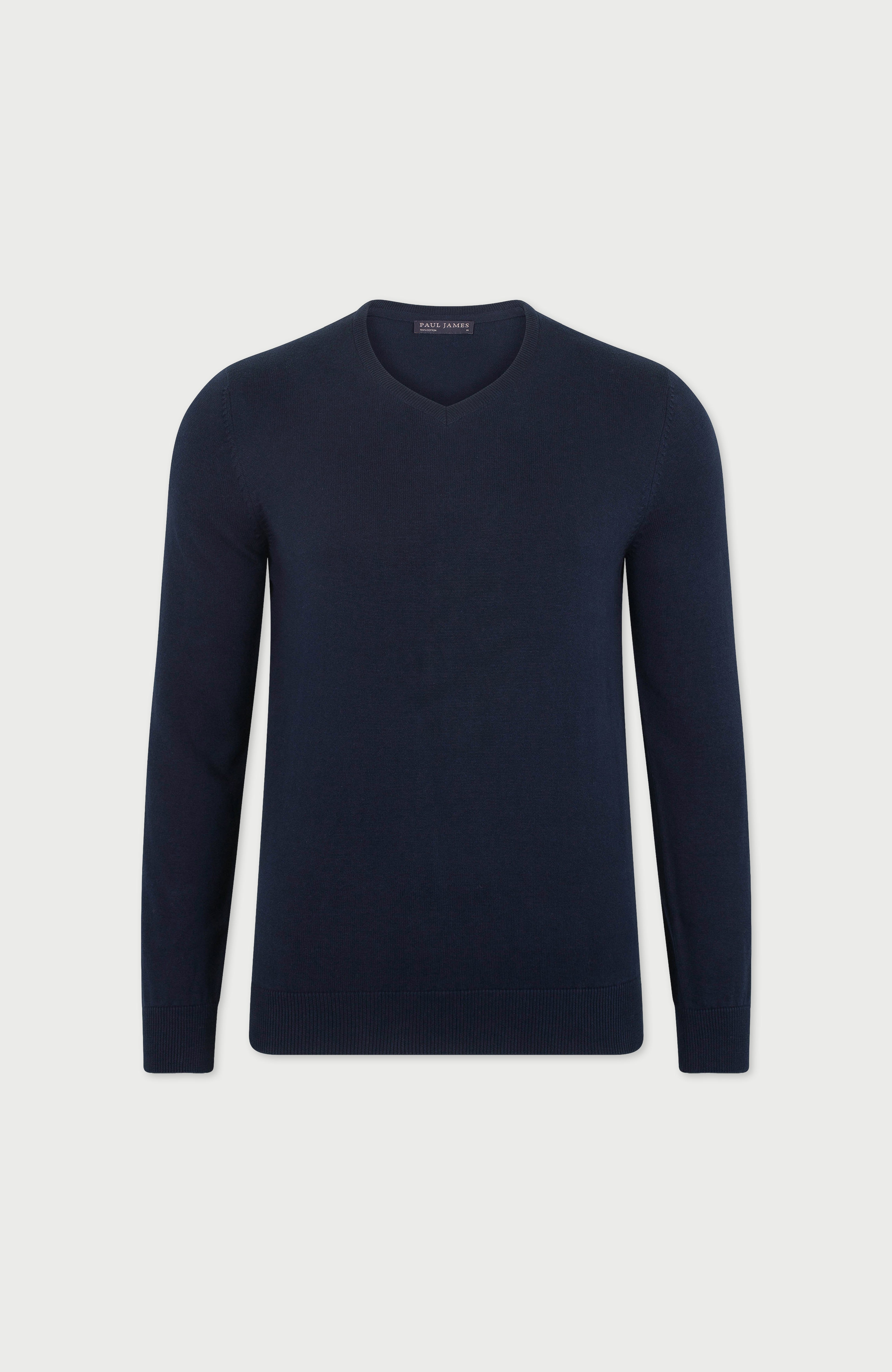 Mens Lighweight Cotton V-Neck Jumper