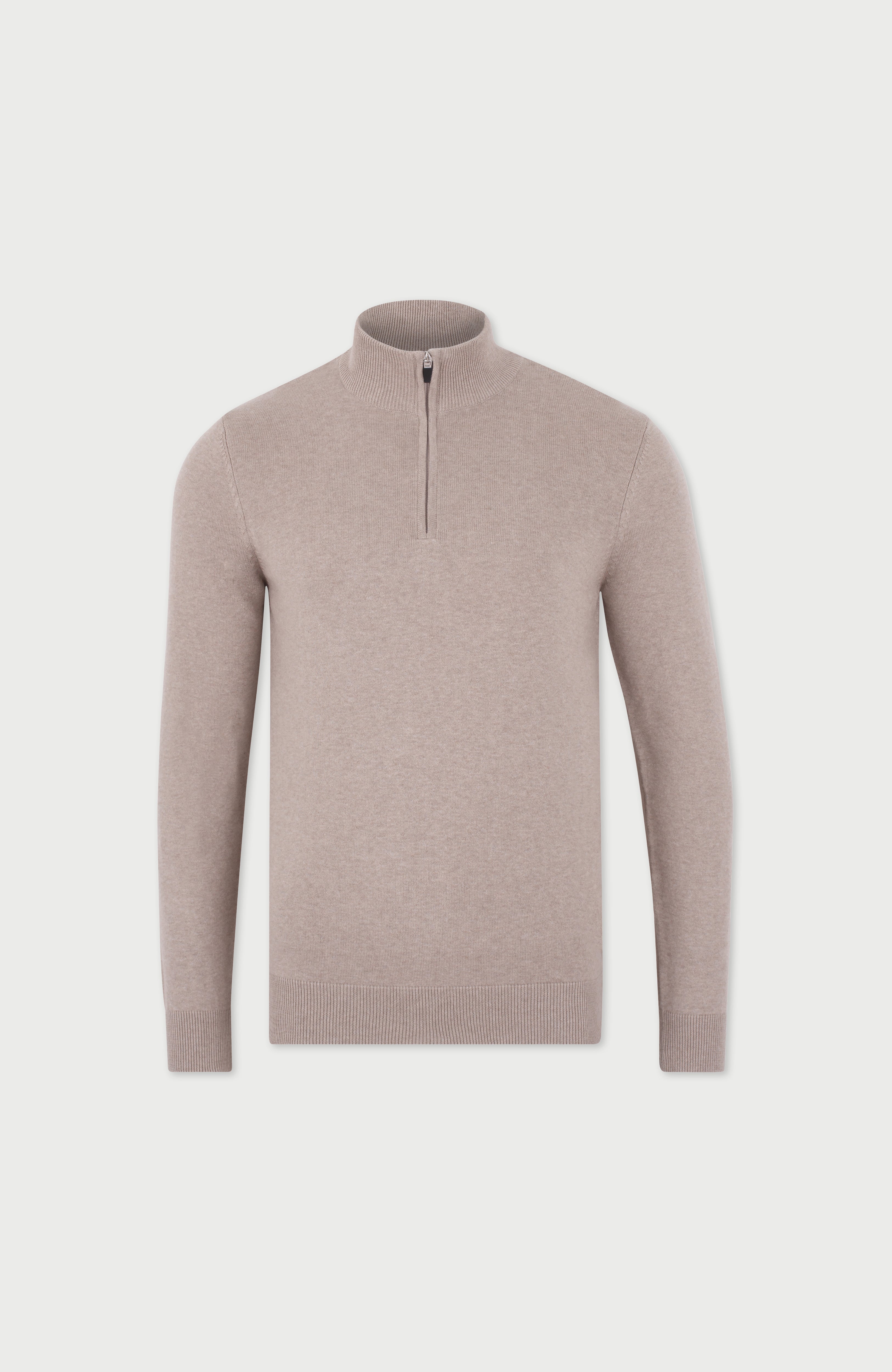 Mens Lightweight Cotton Zip Neck Jumper
