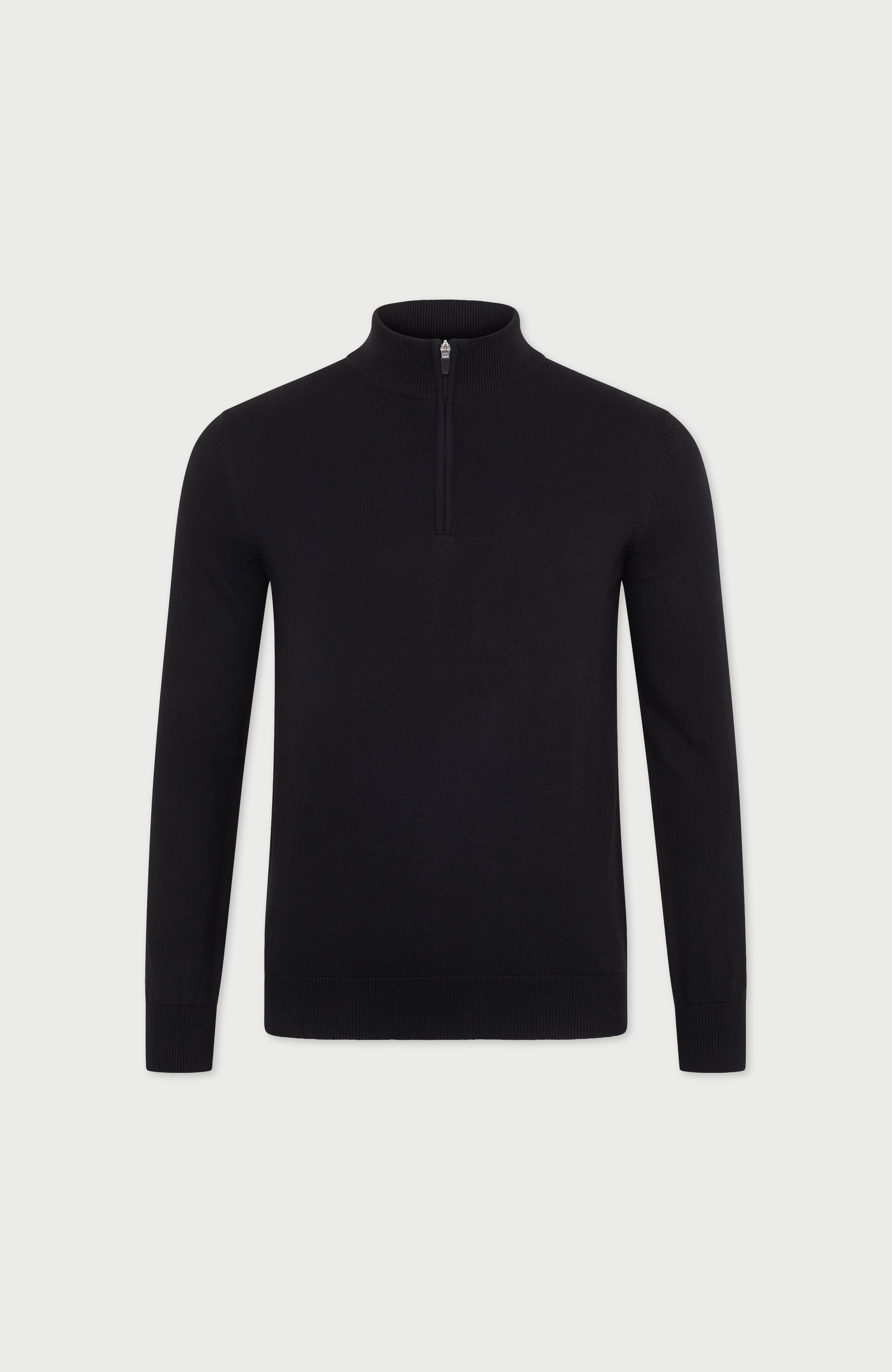 Mens Lightweight Cotton Zip Neck Jumper