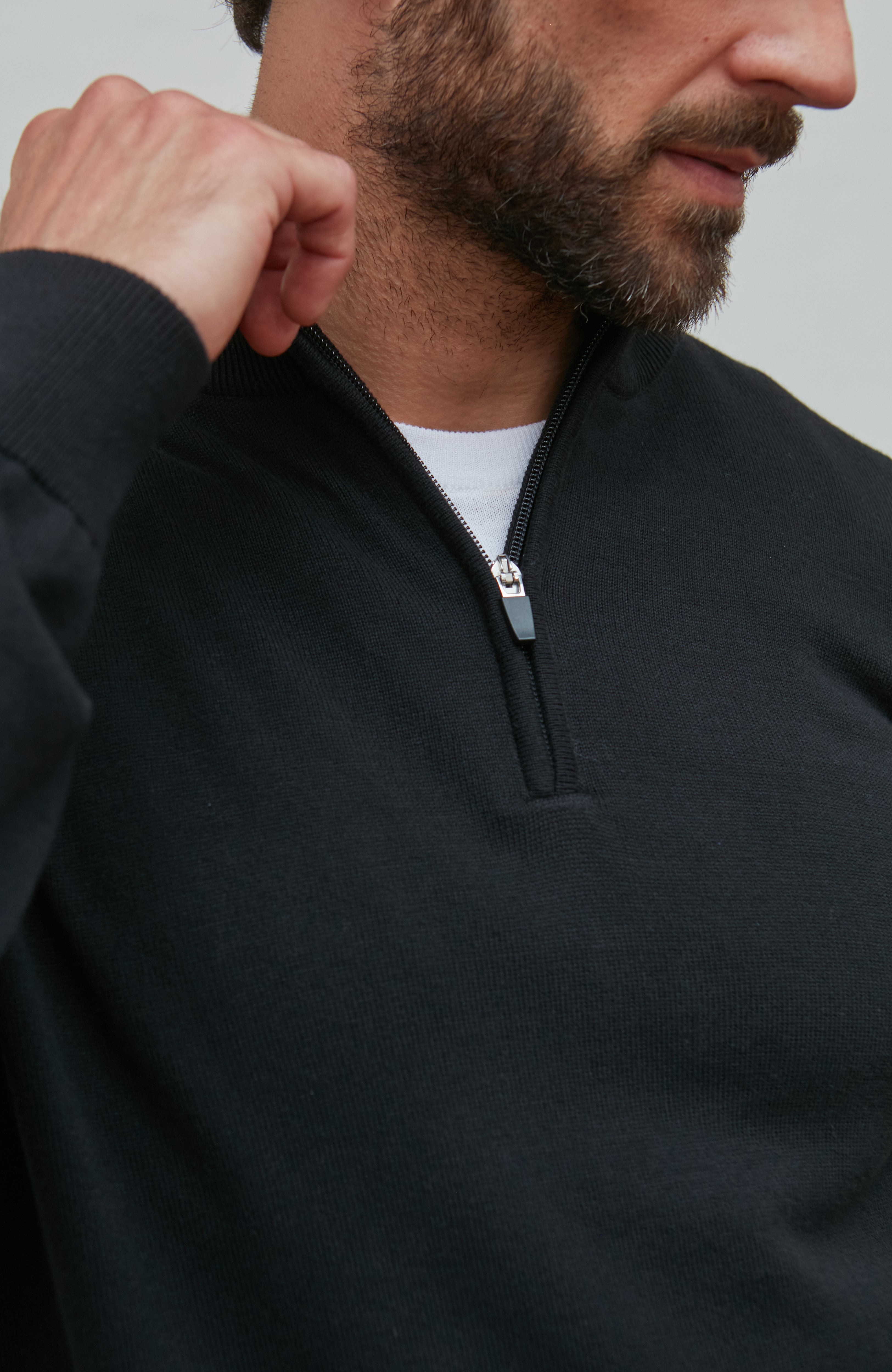 Mens Lightweight Cotton Zip Neck Jumper