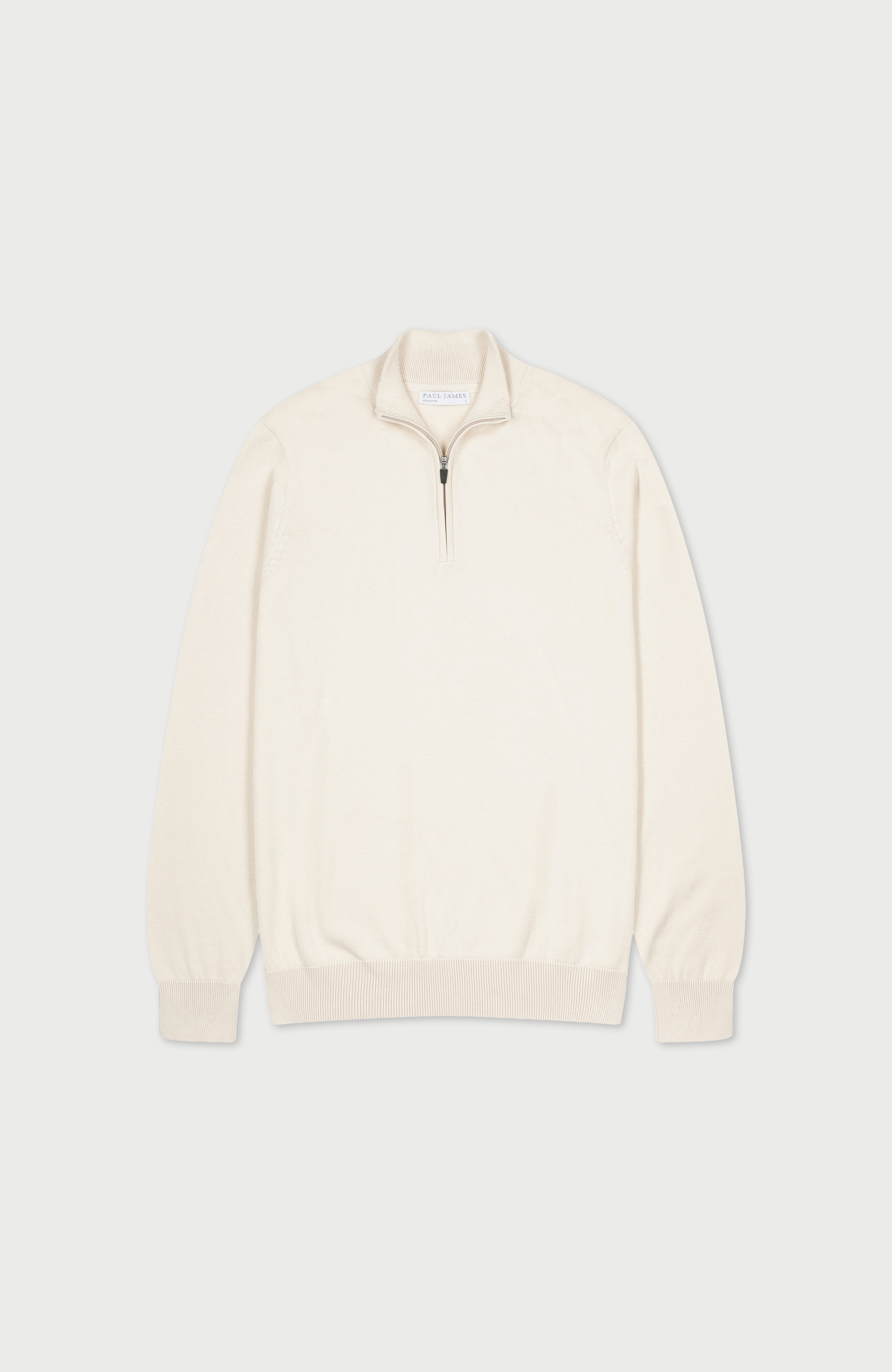 Mens Lightweight Cotton Zip Neck Jumper