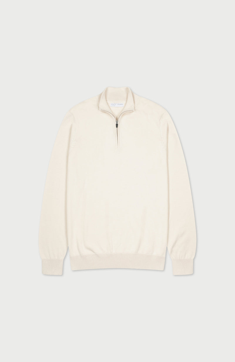 Mens Lightweight Cotton Zip Neck Jumper