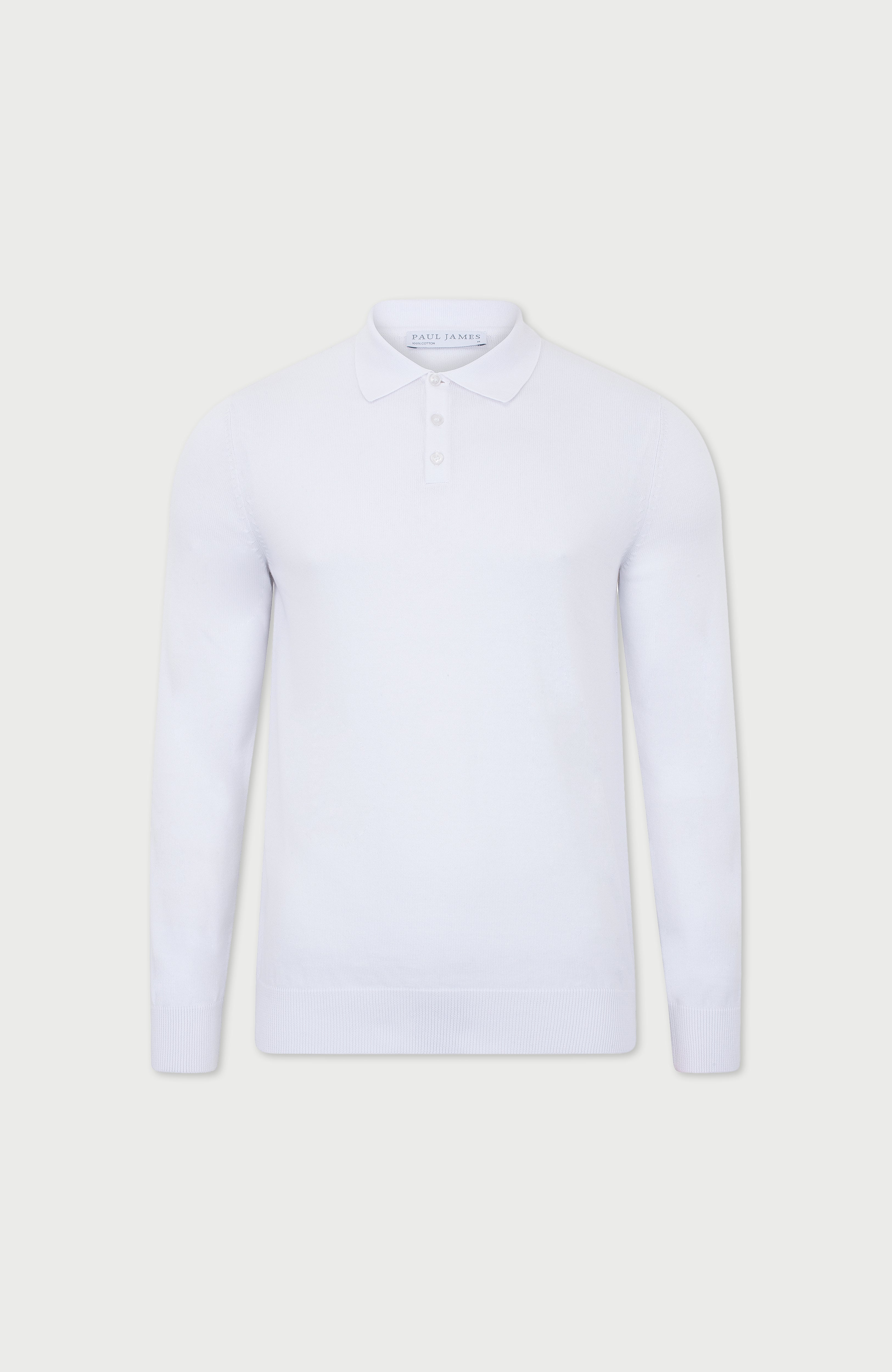 Mens Lightweight Cotton Long Sleeve Knitted Polo Shirt