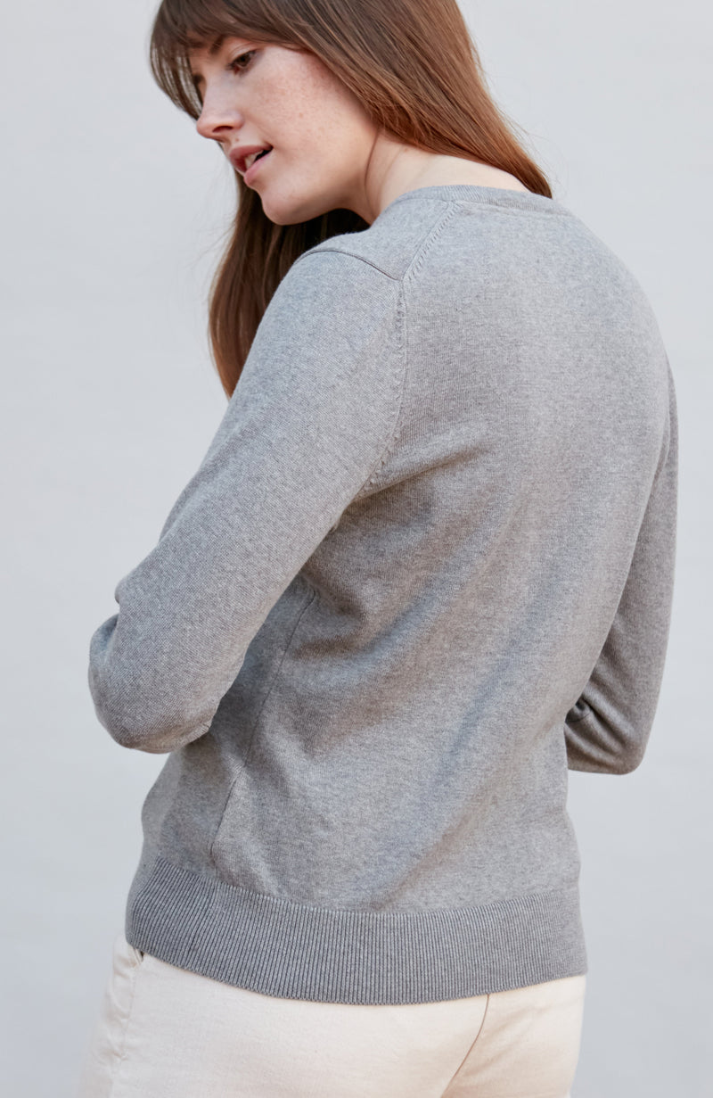 Womens Pure Cotton V-Neck Jumper