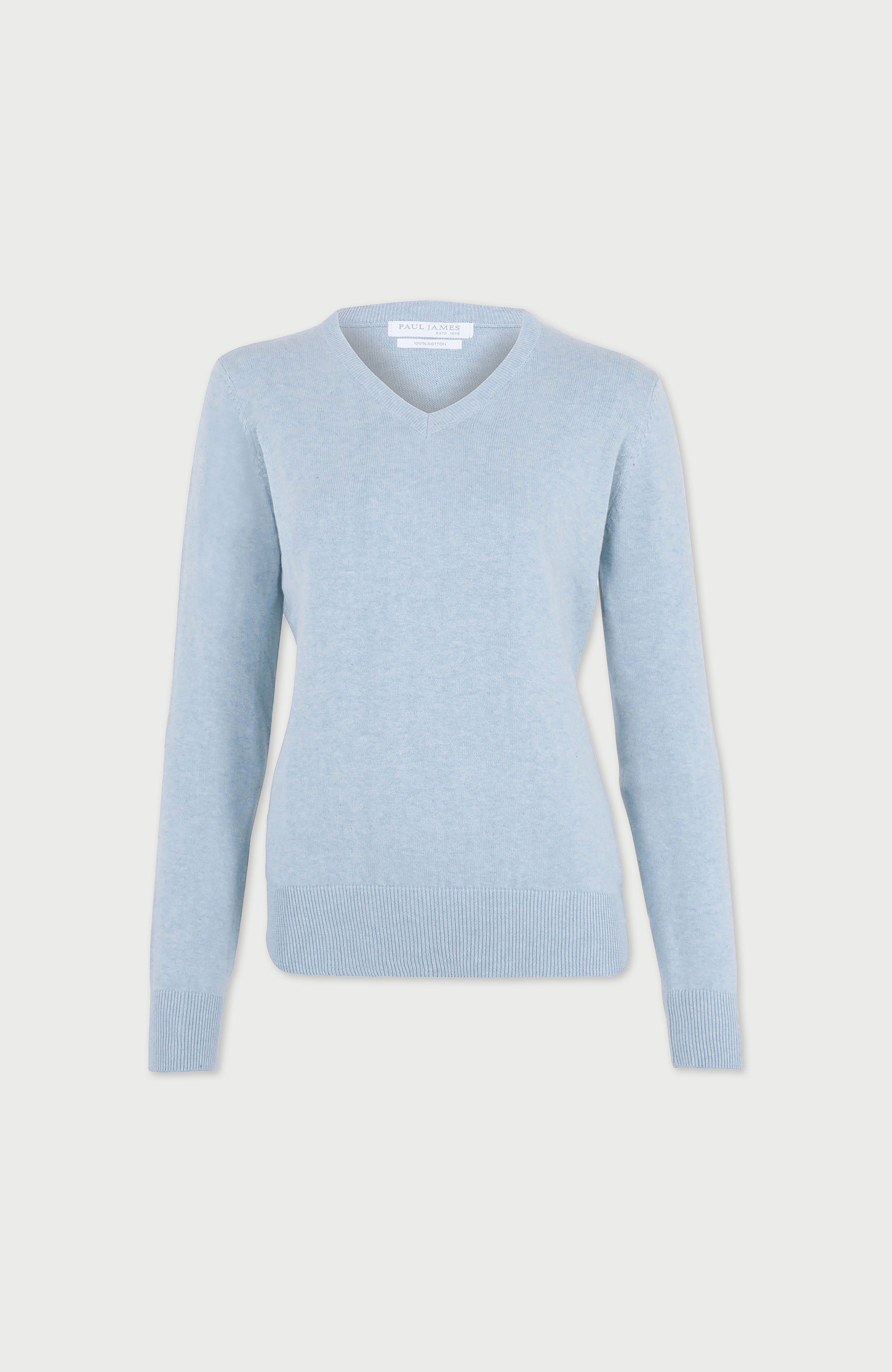 Womens Pure Cotton V-Neck Jumper
