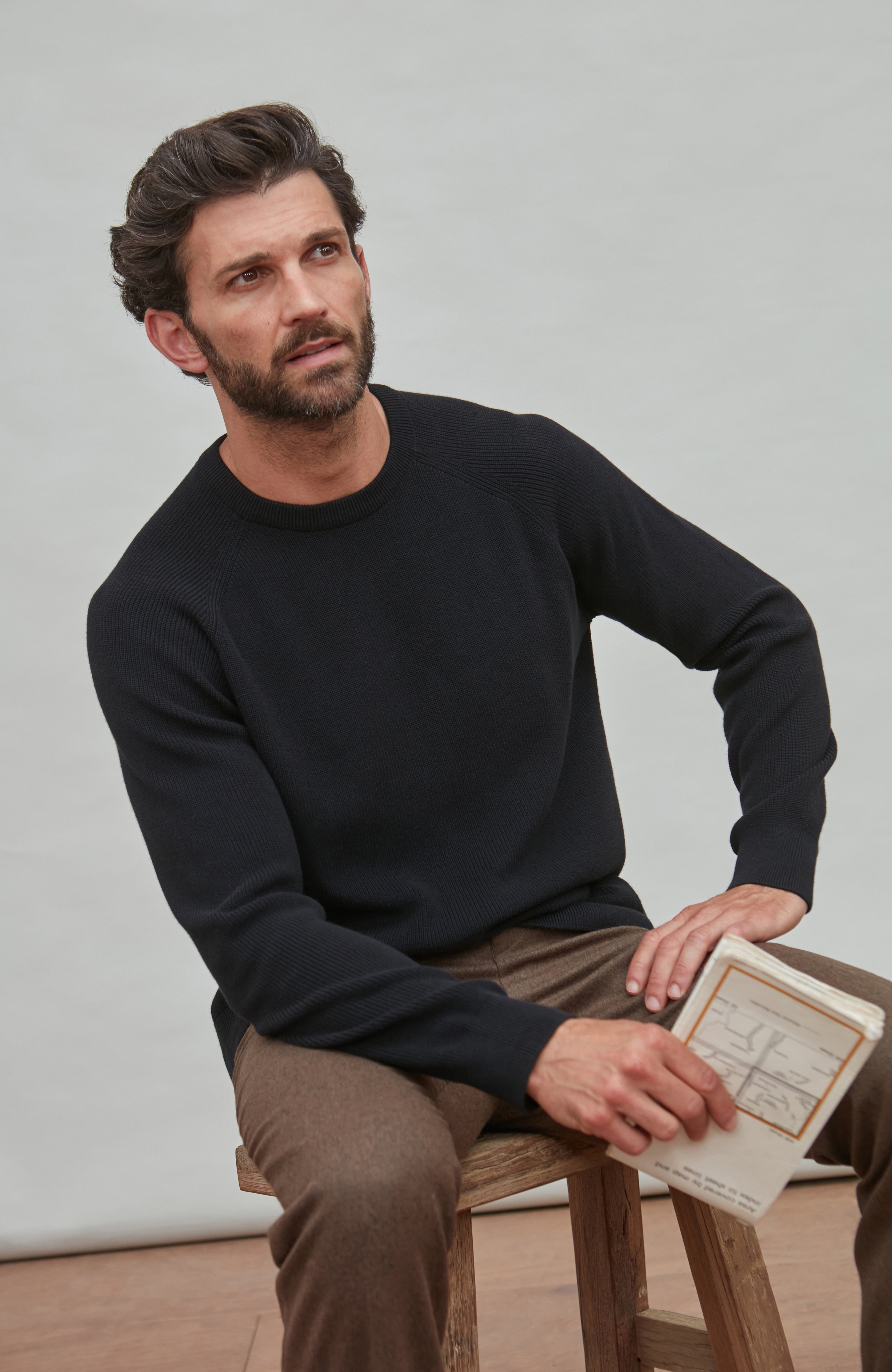 Mens Lightweight Cotton Fisherman Rib Jumper