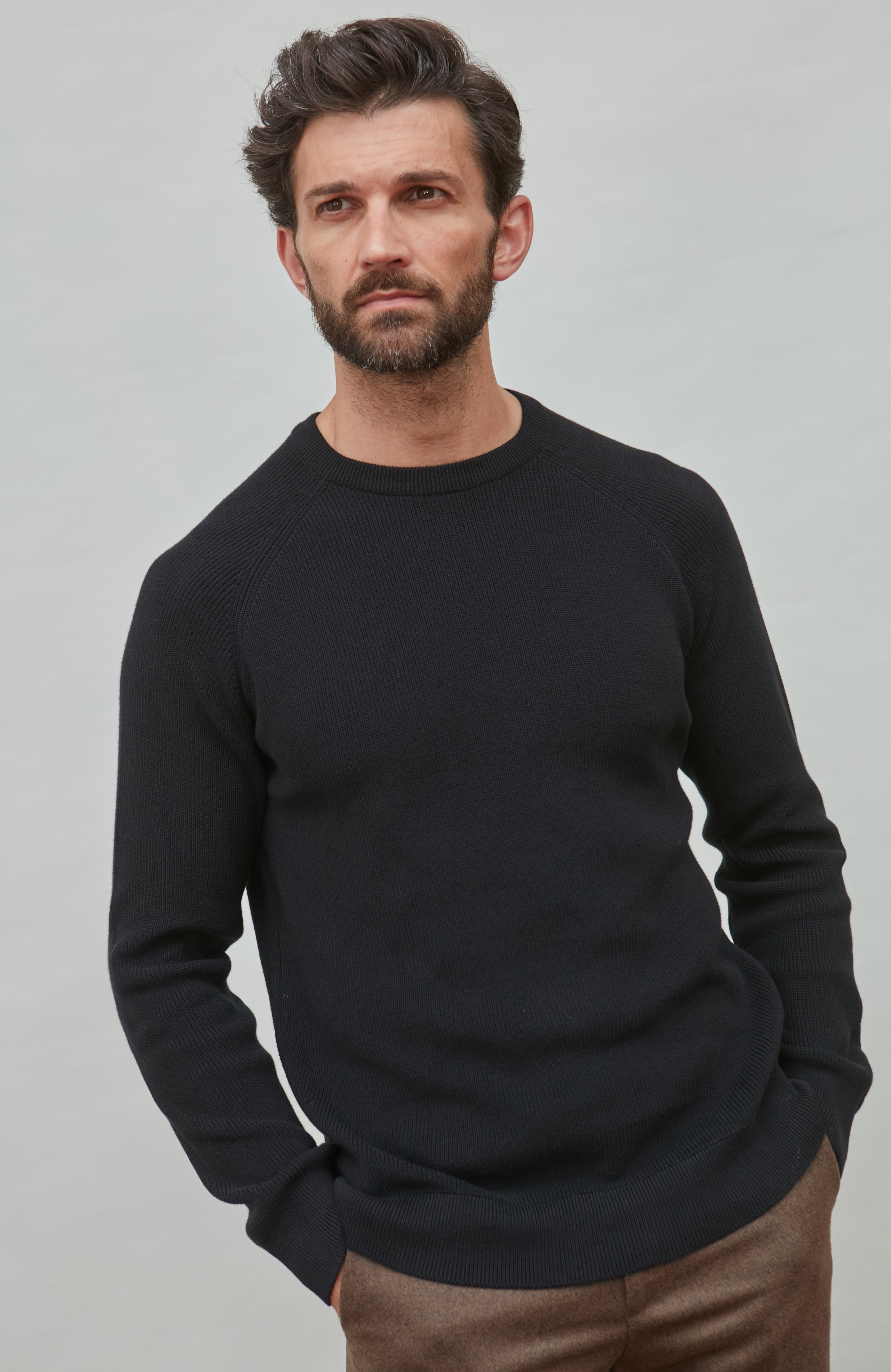 Mens Lightweight Cotton Fisherman Rib Jumper