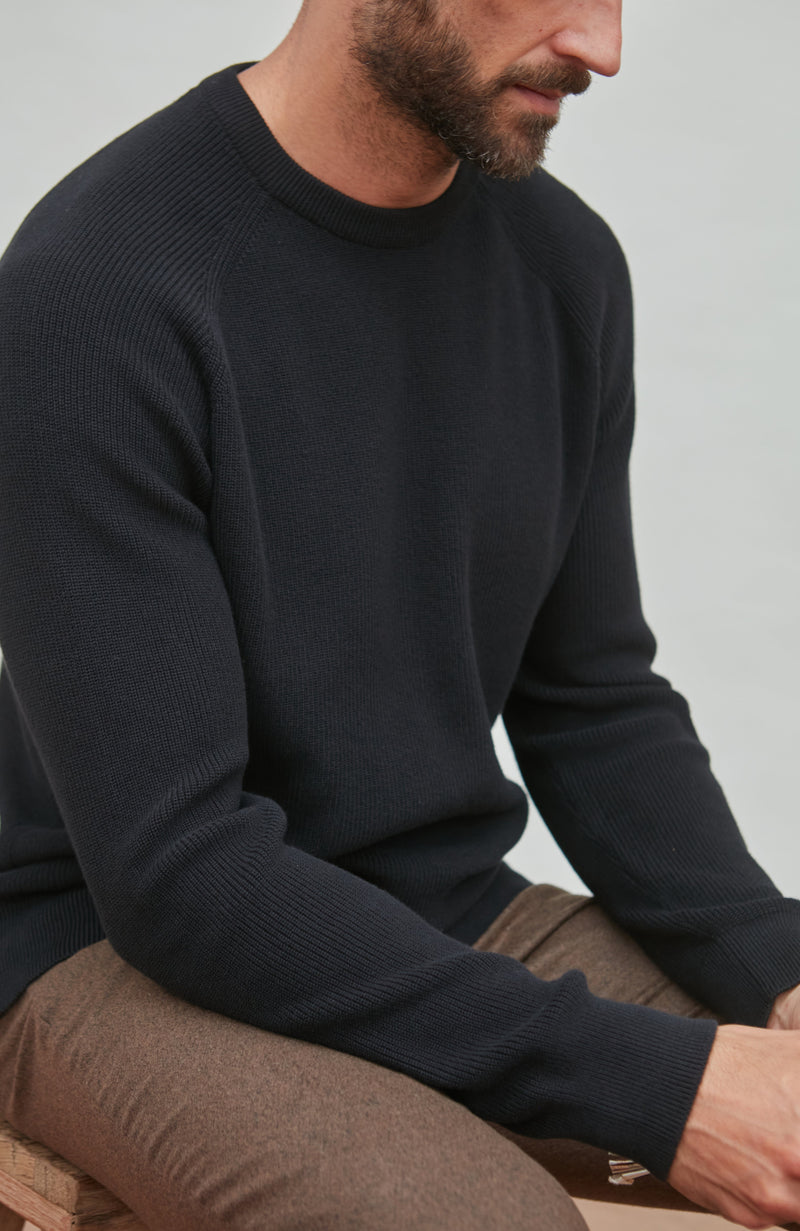 Mens Lightweight Cotton Fisherman Rib Jumper