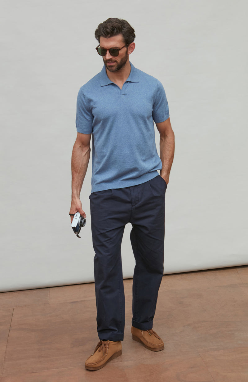 Mens Ultra Fine Cotton Buttonless Polo Shirt