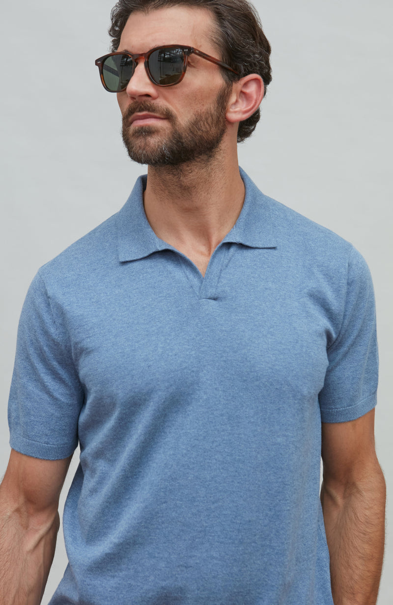 Mens Ultra Fine Cotton Buttonless Polo Shirt