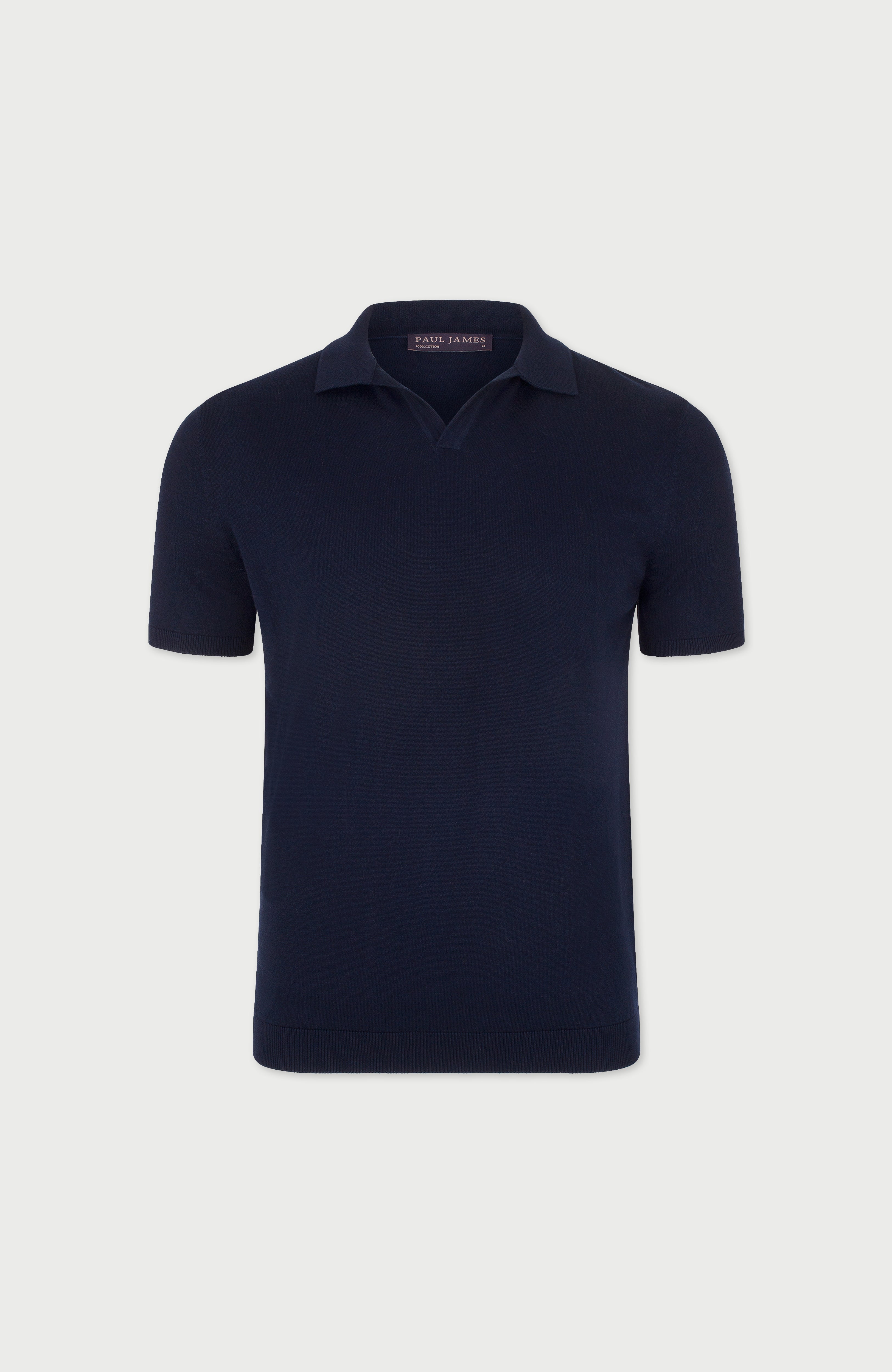 Mens Ultra Fine Cotton Buttonless Polo Shirt