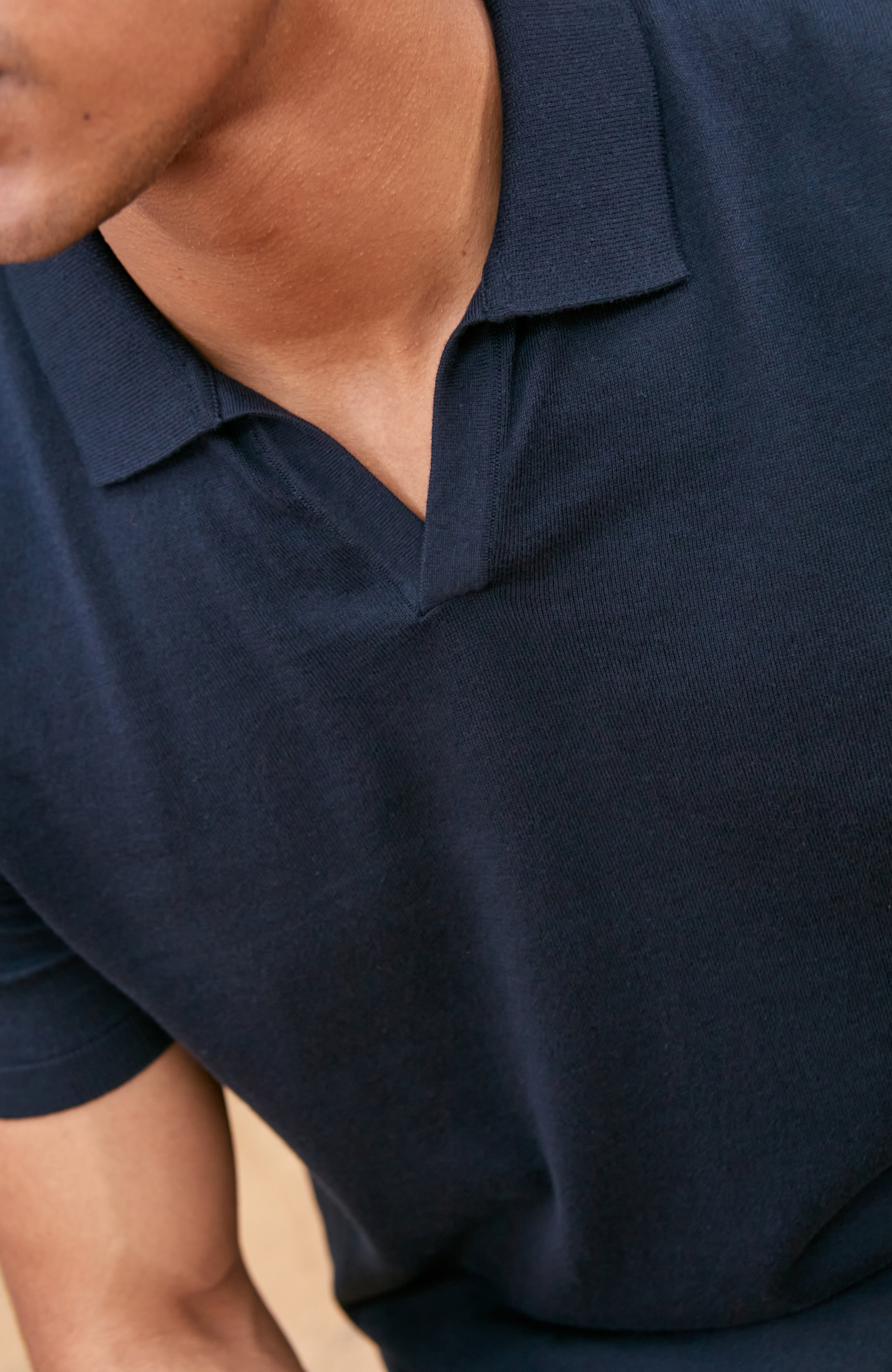 Mens Ultra Fine Cotton Buttonless Polo Shirt