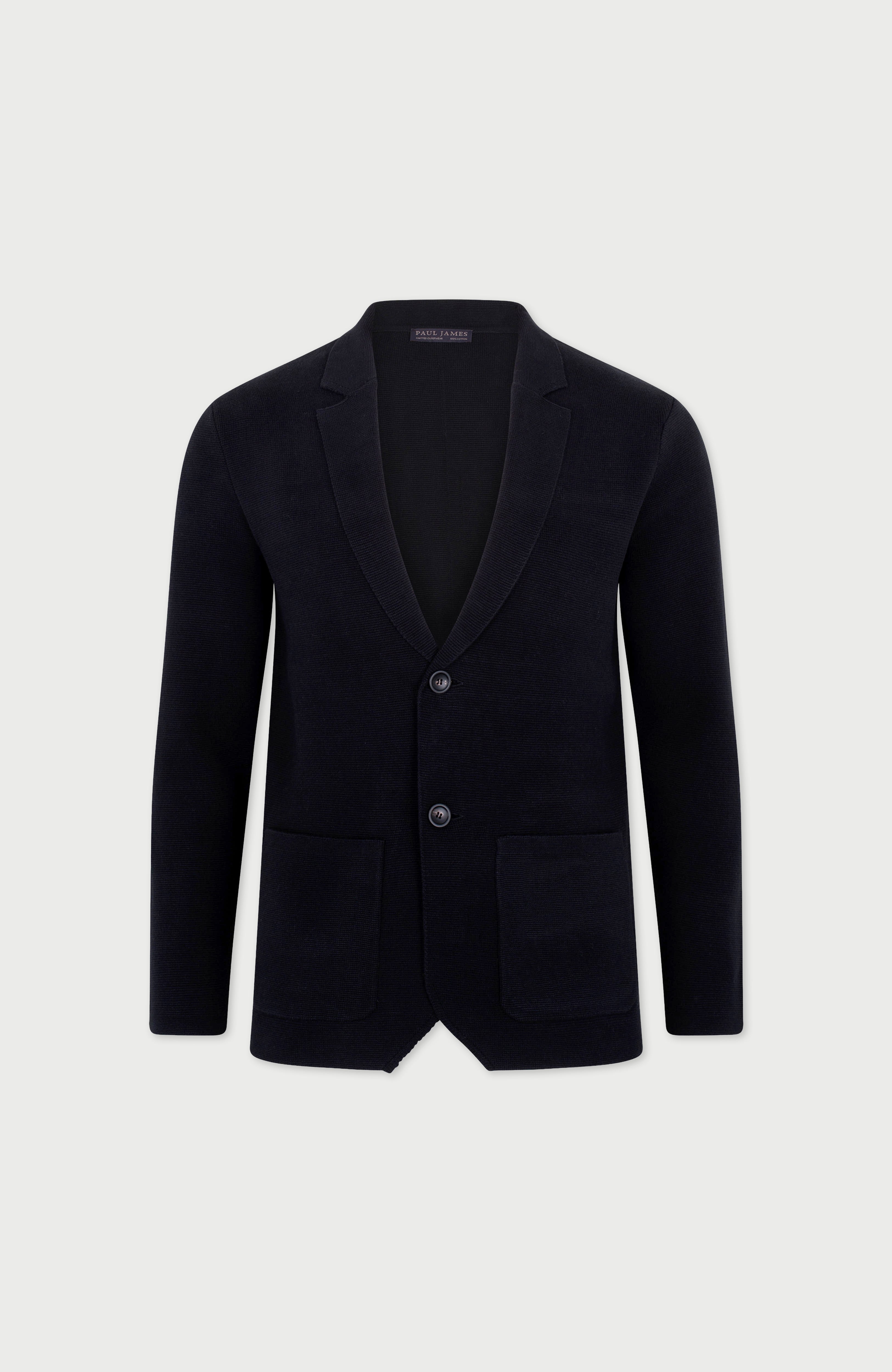 Mens Midweight Cotton Deconstructed Knitted Blazer