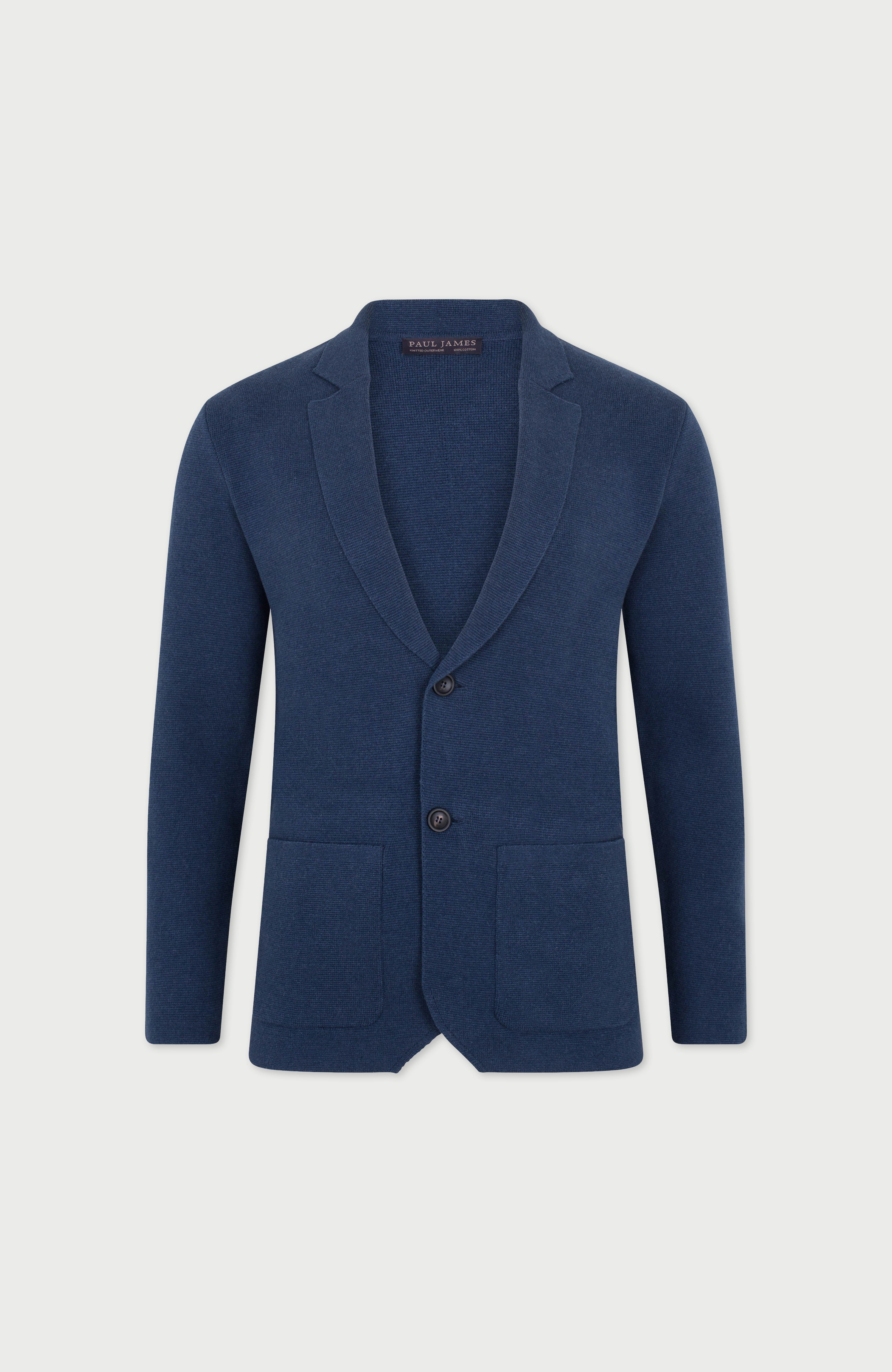 Mens Midweight Cotton Deconstructed Knitted Blazer