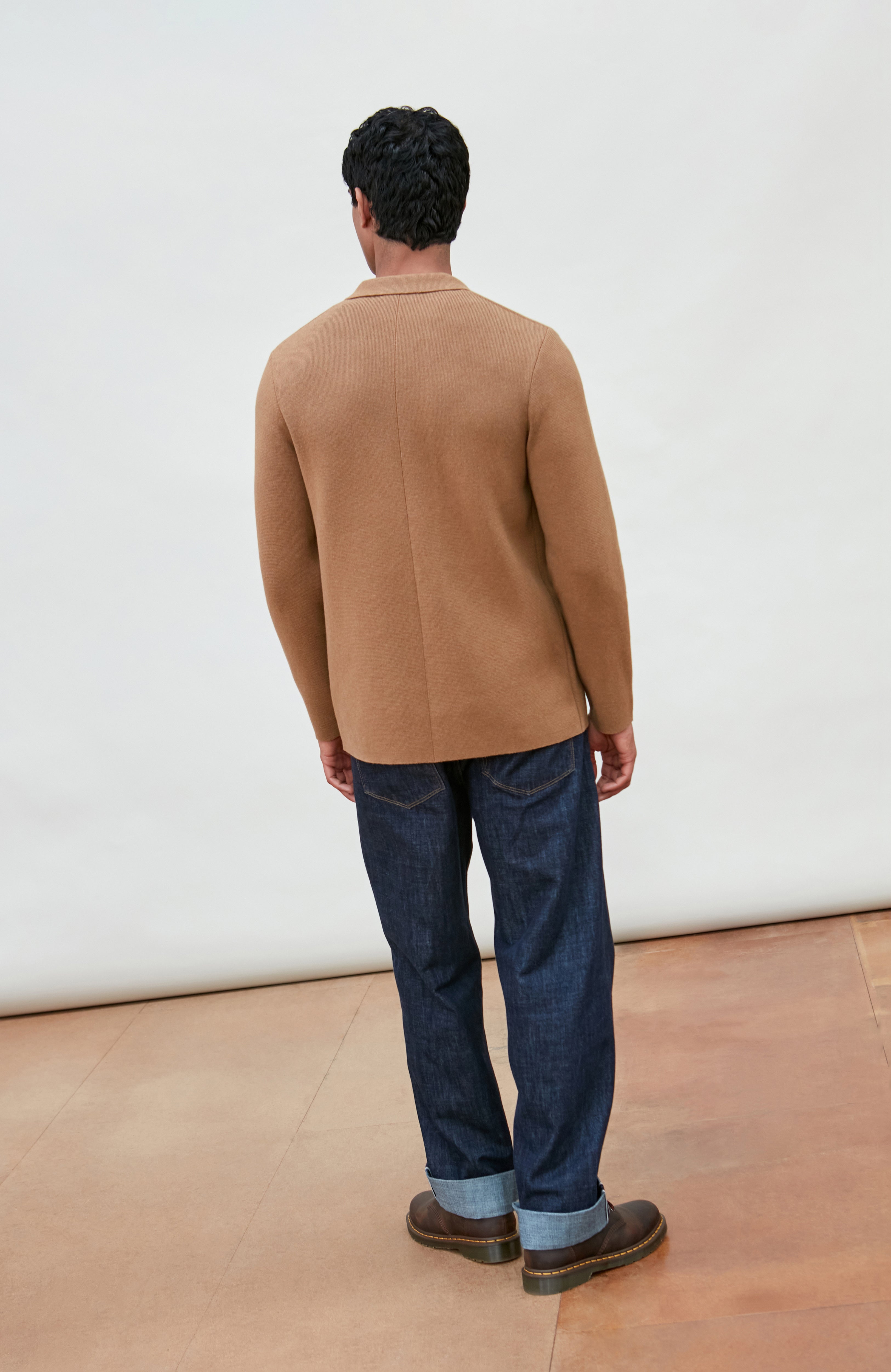 Mens Midweight Cotton Deconstructed Knitted Blazer