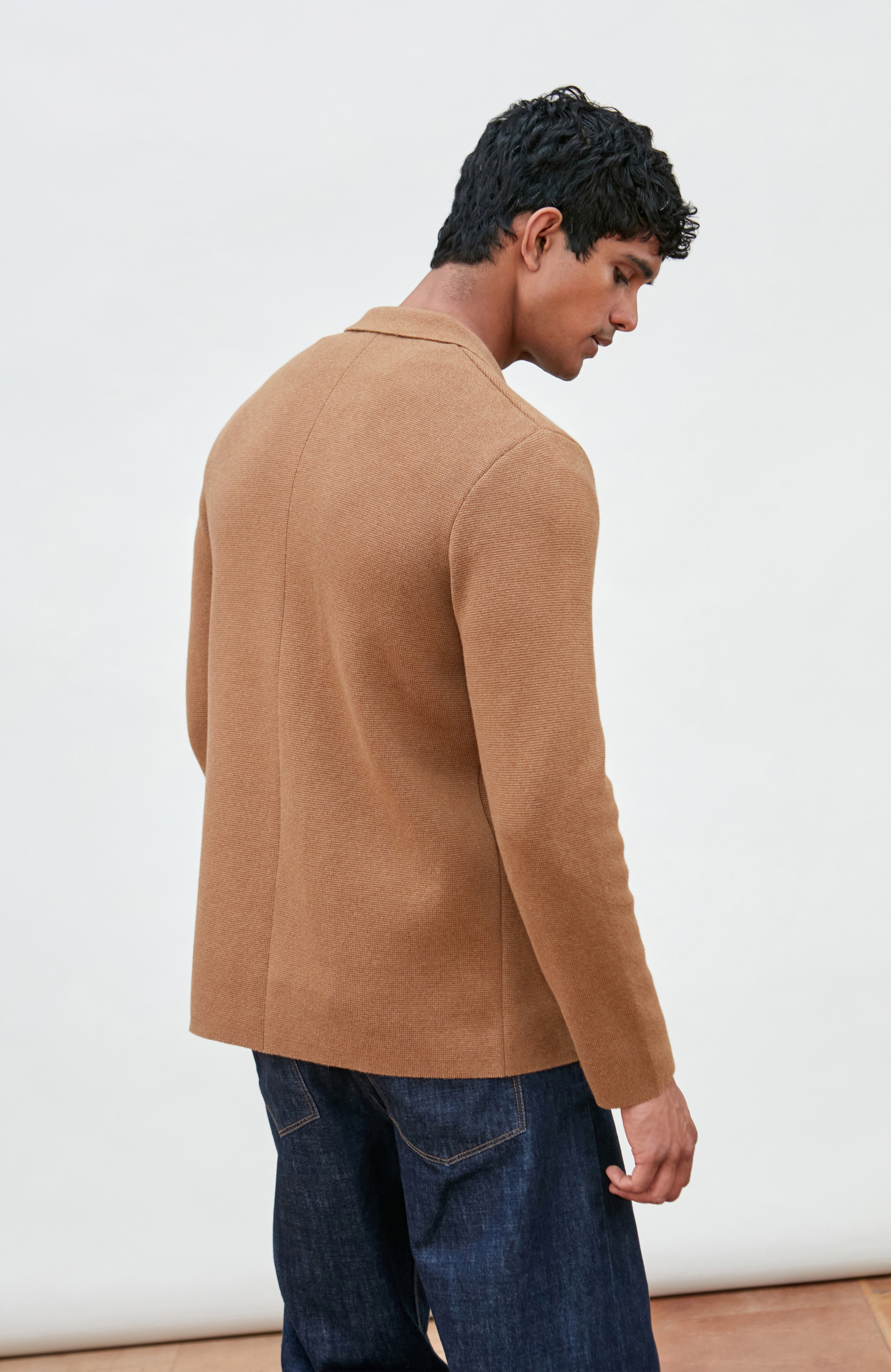Mens Midweight Cotton Deconstructed Knitted Blazer