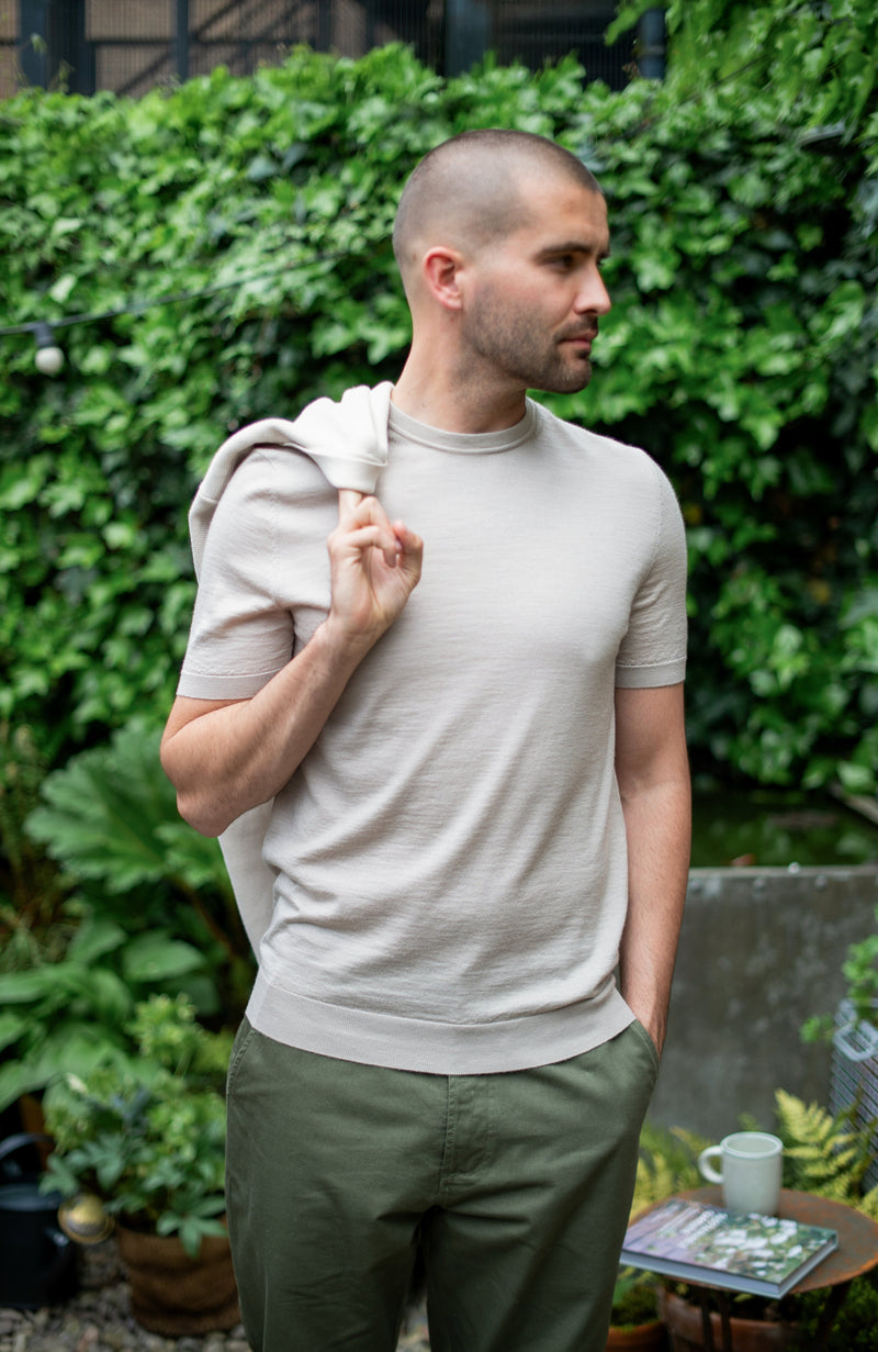 Mens Superfine Merino Silk Short Sleeve Jumper