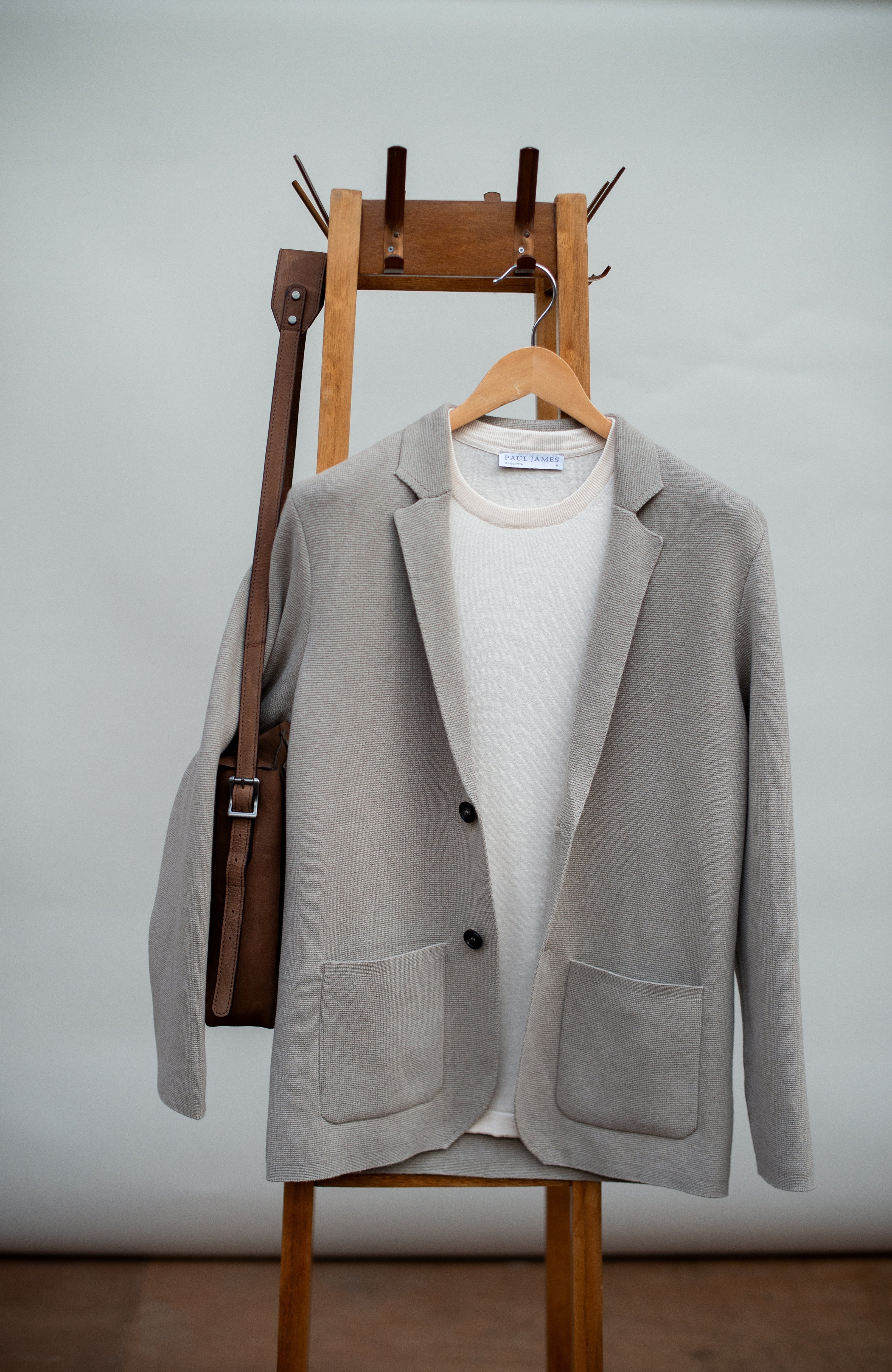 Mens Midweight Cotton Deconstructed Knitted Blazer