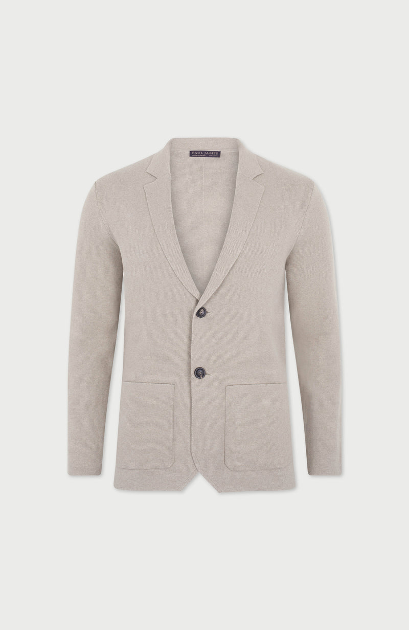 Mens Midweight Cotton Deconstructed Knitted Blazer