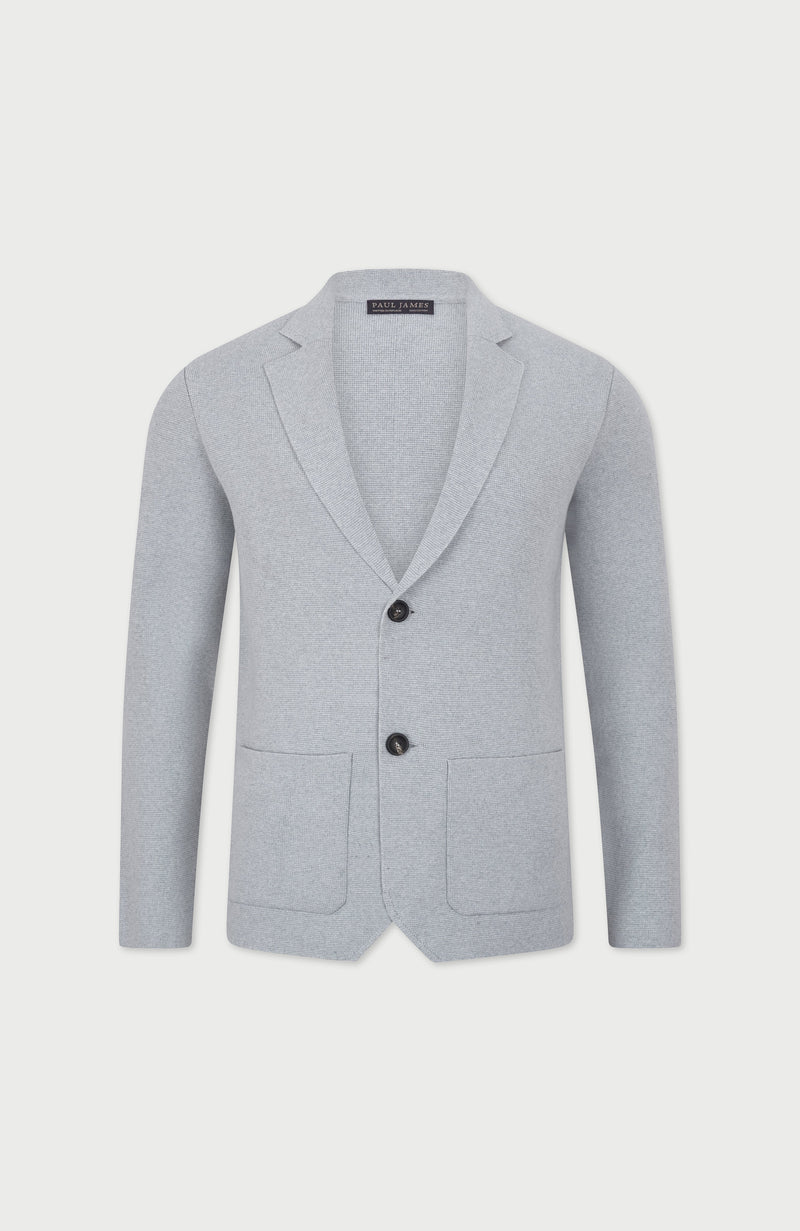 Mens Midweight Cotton Deconstructed Knitted Blazer