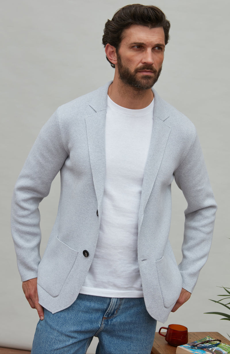 Mens Midweight Cotton Deconstructed Knitted Blazer