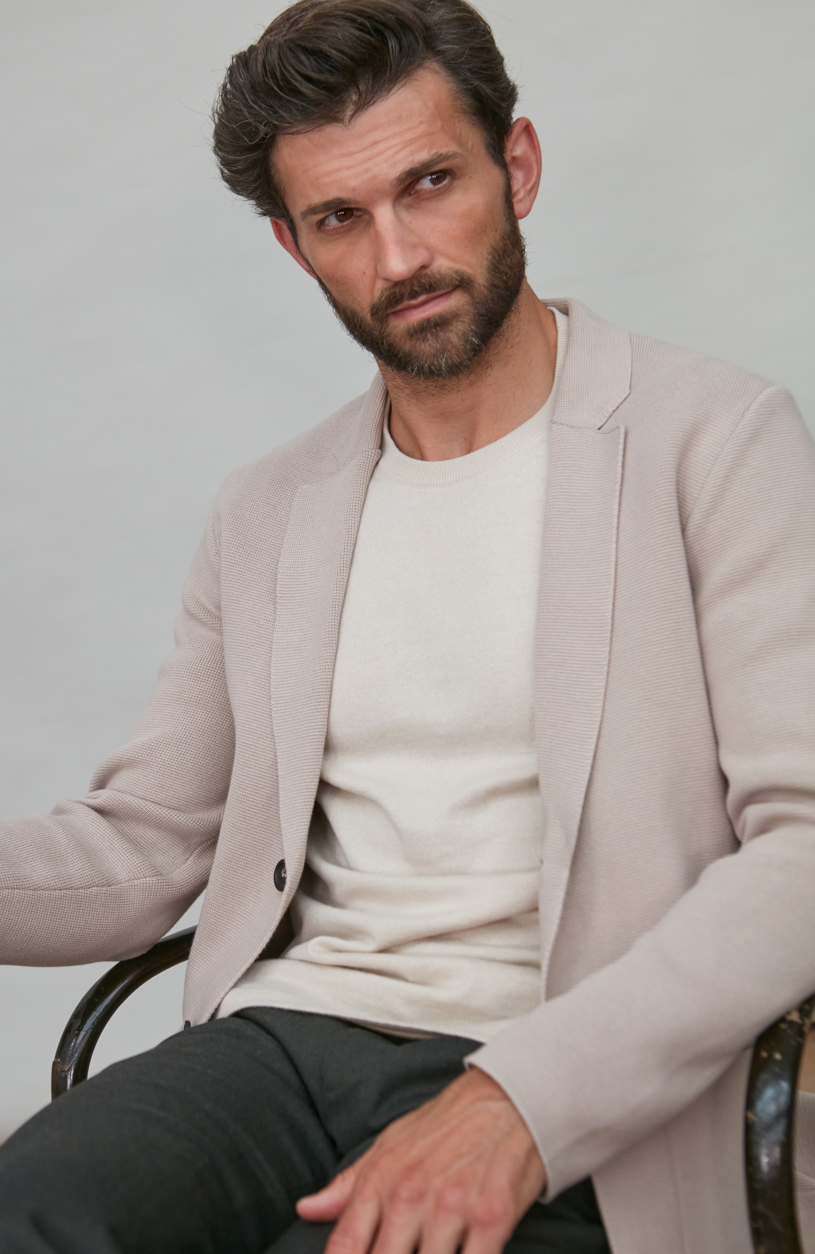 Mens Midweight Cotton Deconstructed Knitted Blazer
