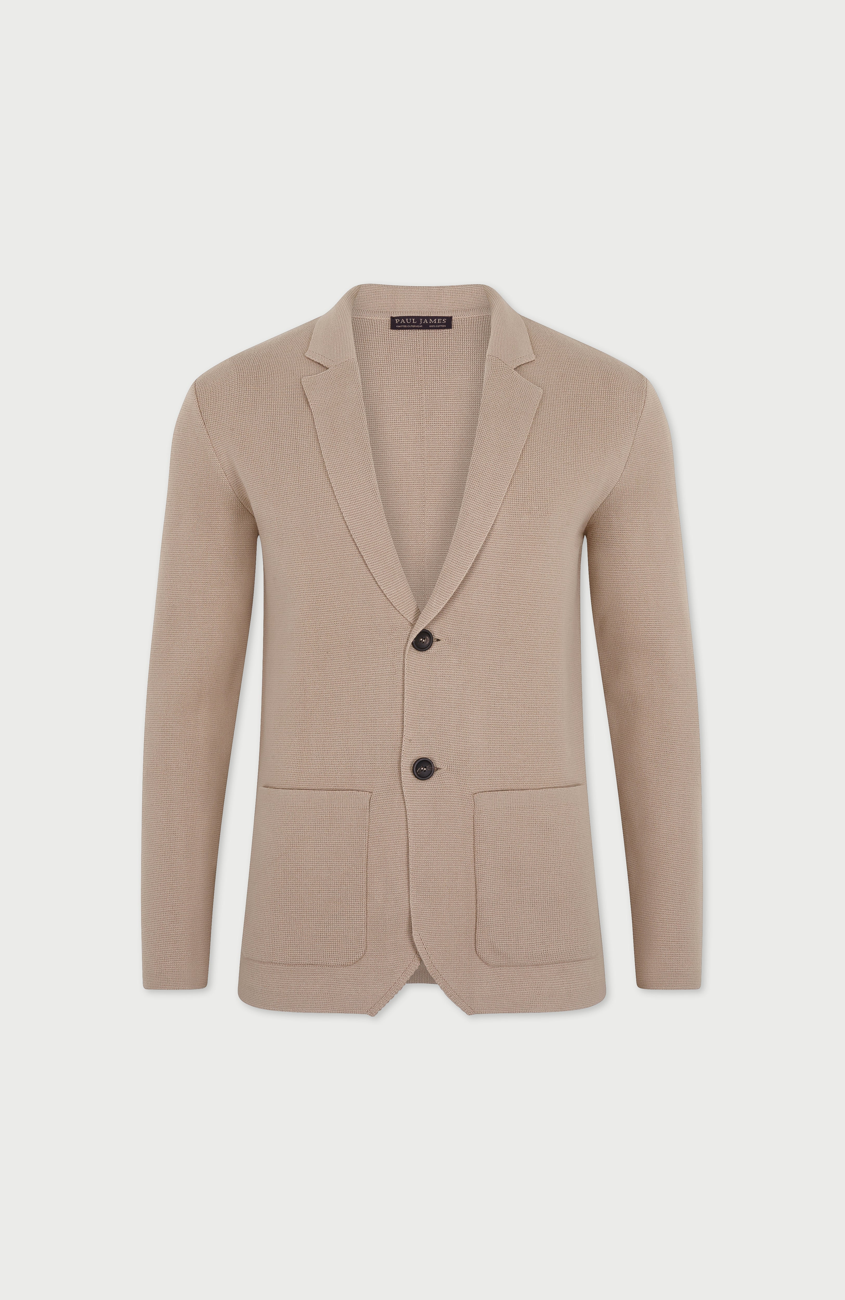 Mens Midweight Cotton Deconstructed Knitted Blazer
