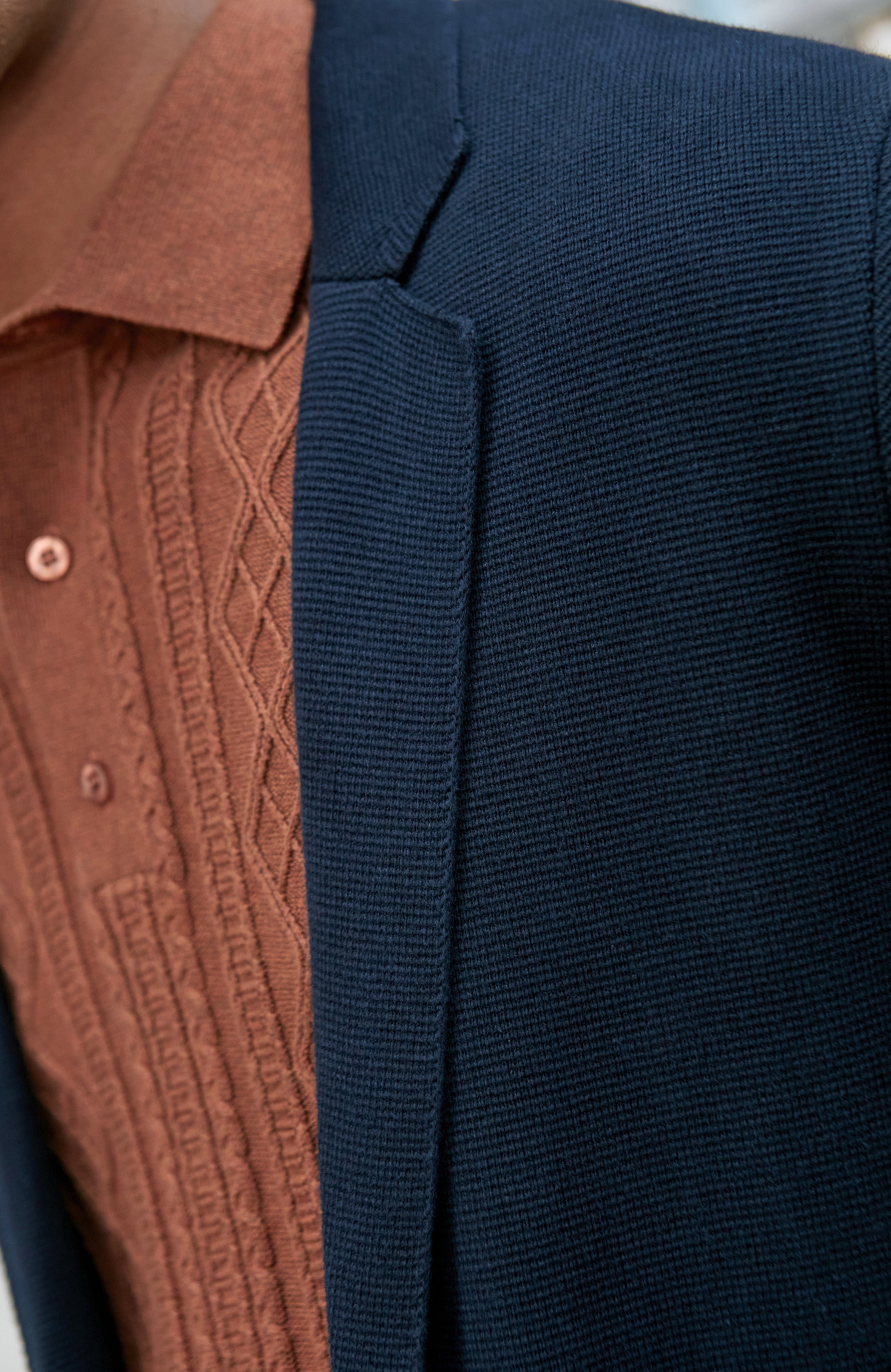 Mens Midweight Cotton Deconstructed Knitted Blazer