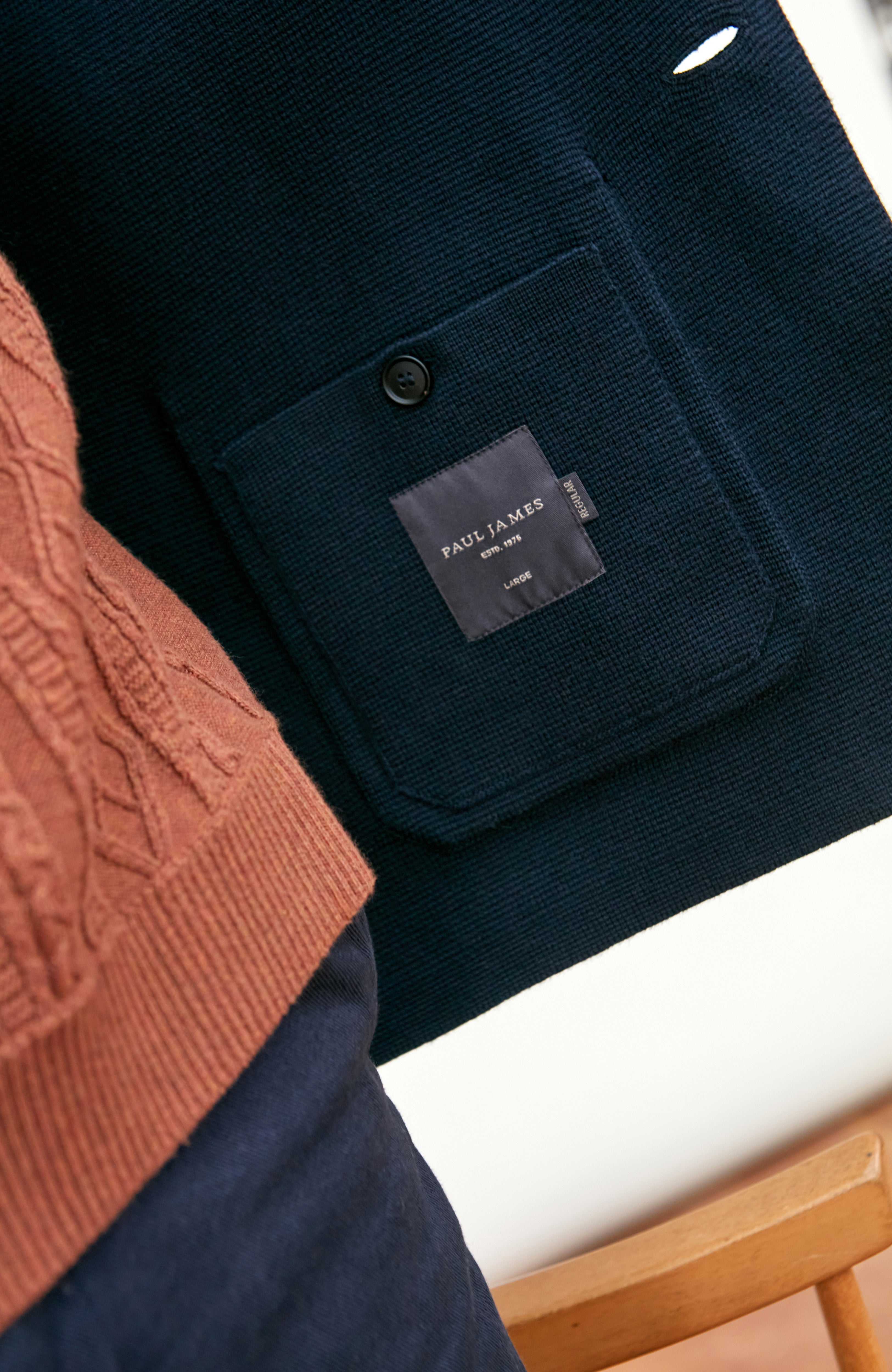 Mens Midweight Cotton Deconstructed Knitted Blazer