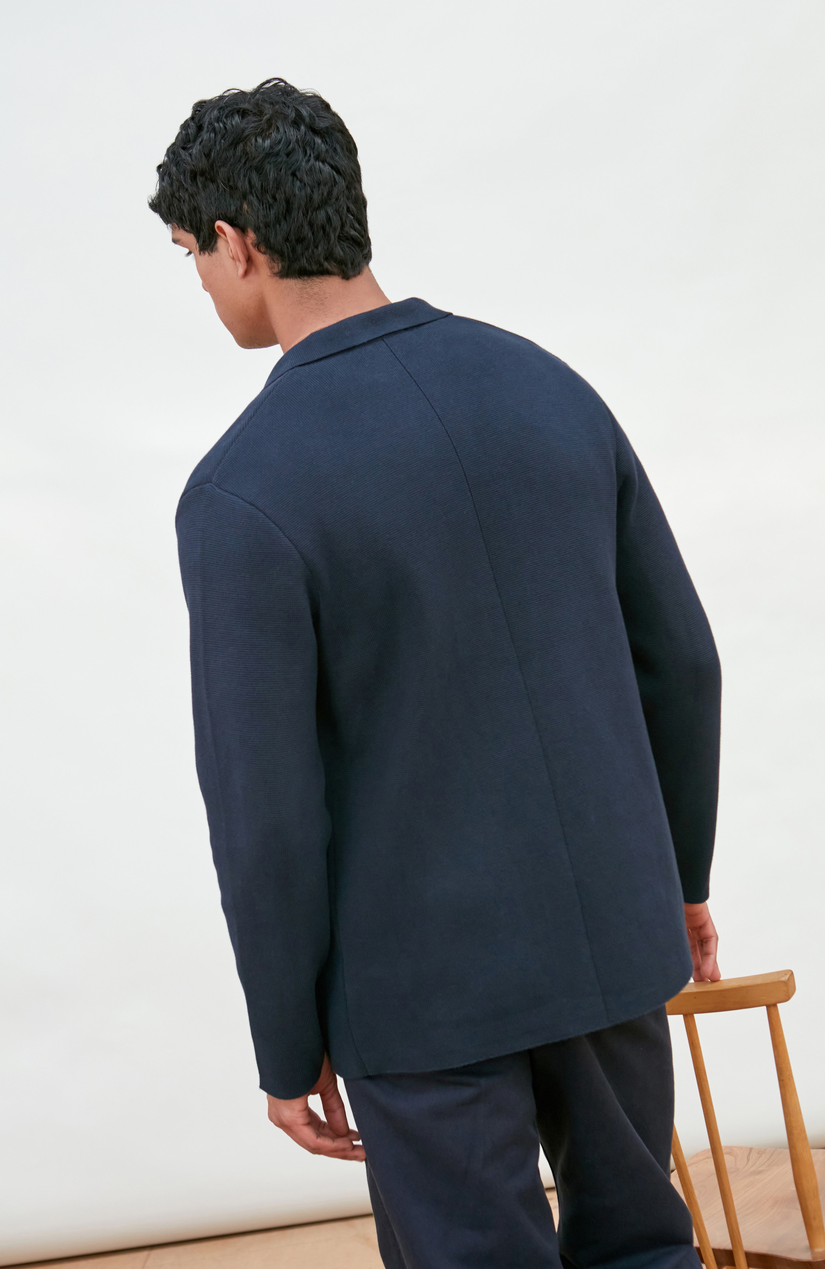 Mens Midweight Cotton Deconstructed Knitted Blazer